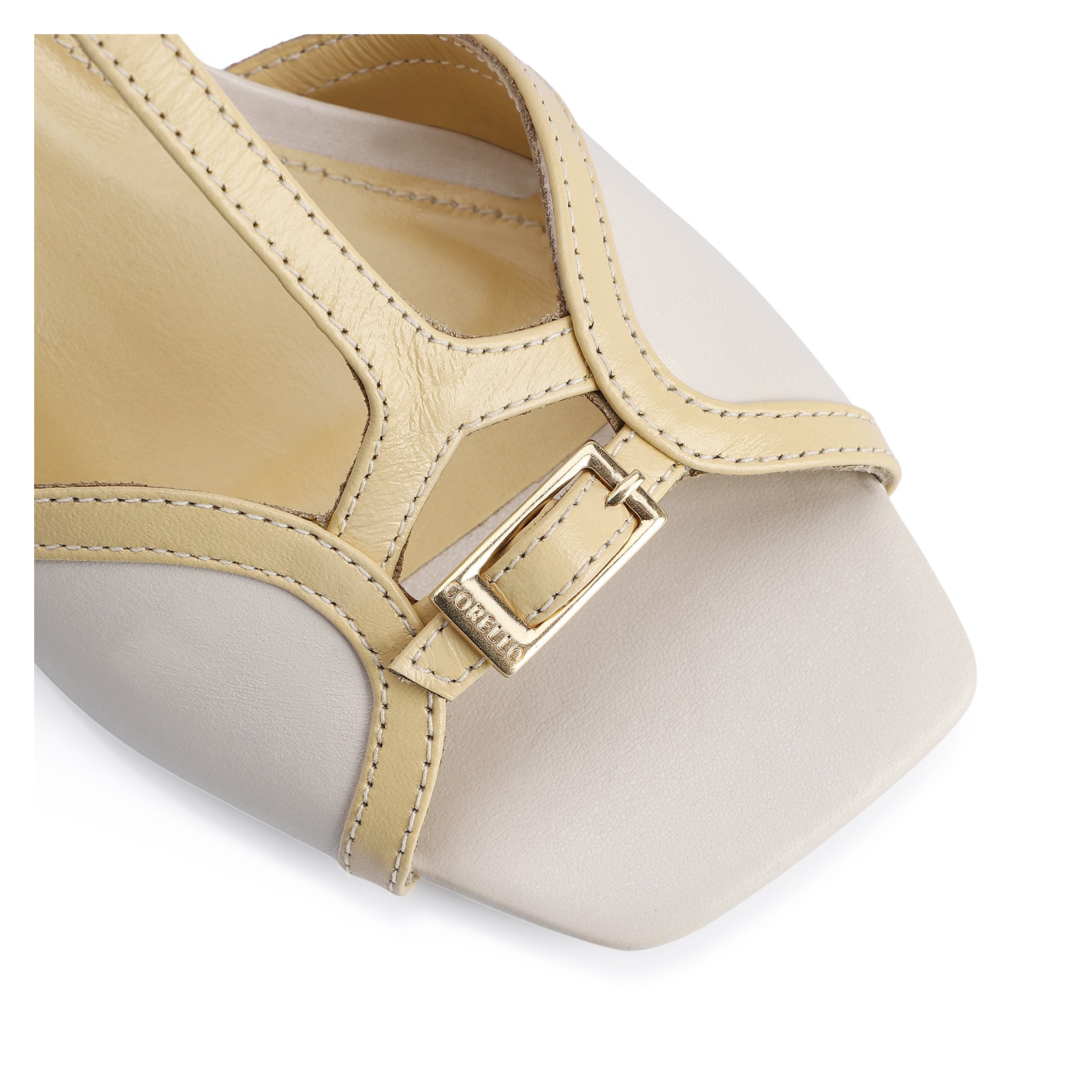 Sandália Couro Off White/Amarelo