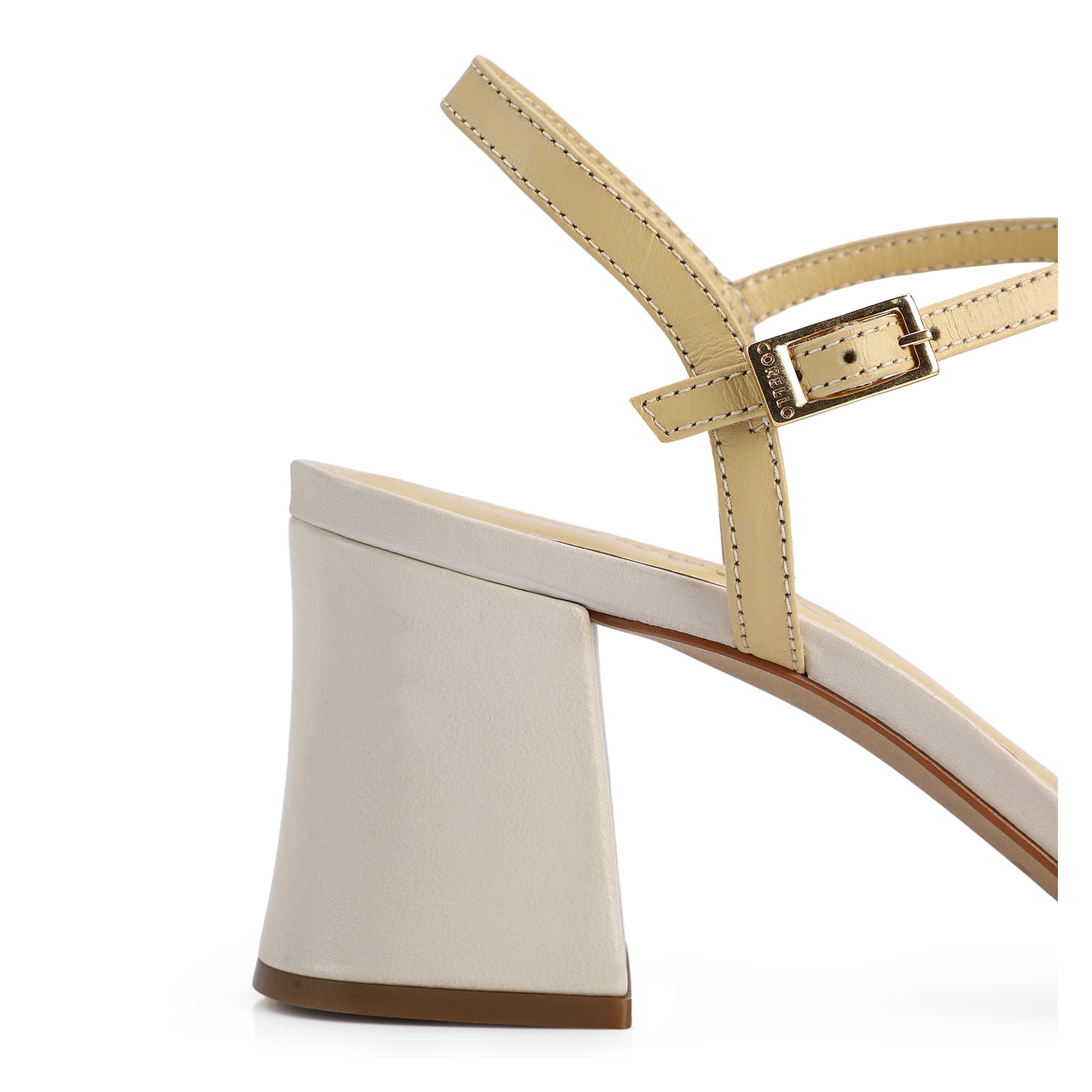 Sandália Couro Off White/Amarelo