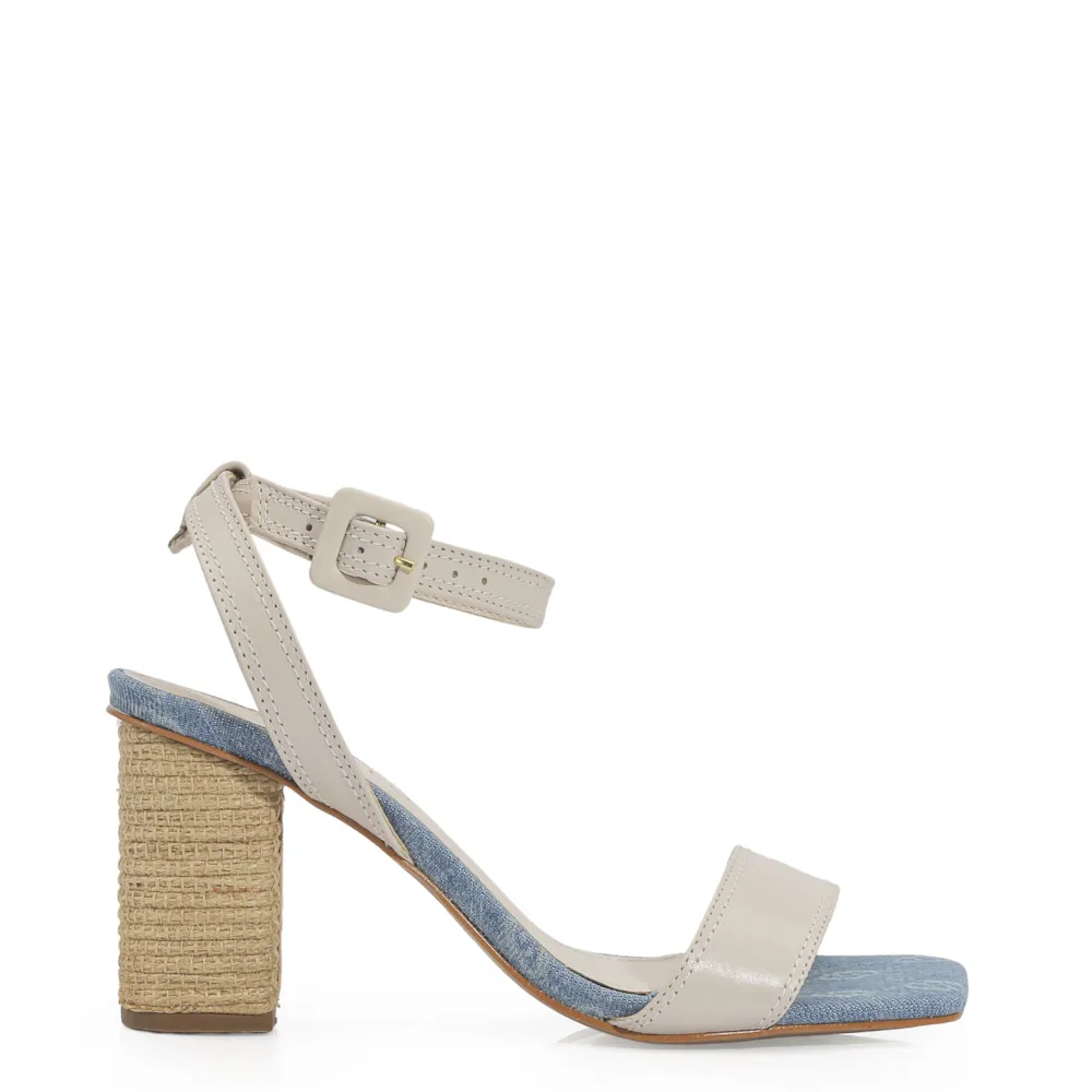 Sandália Couro Off White/Monograma Jeans - imagem 2