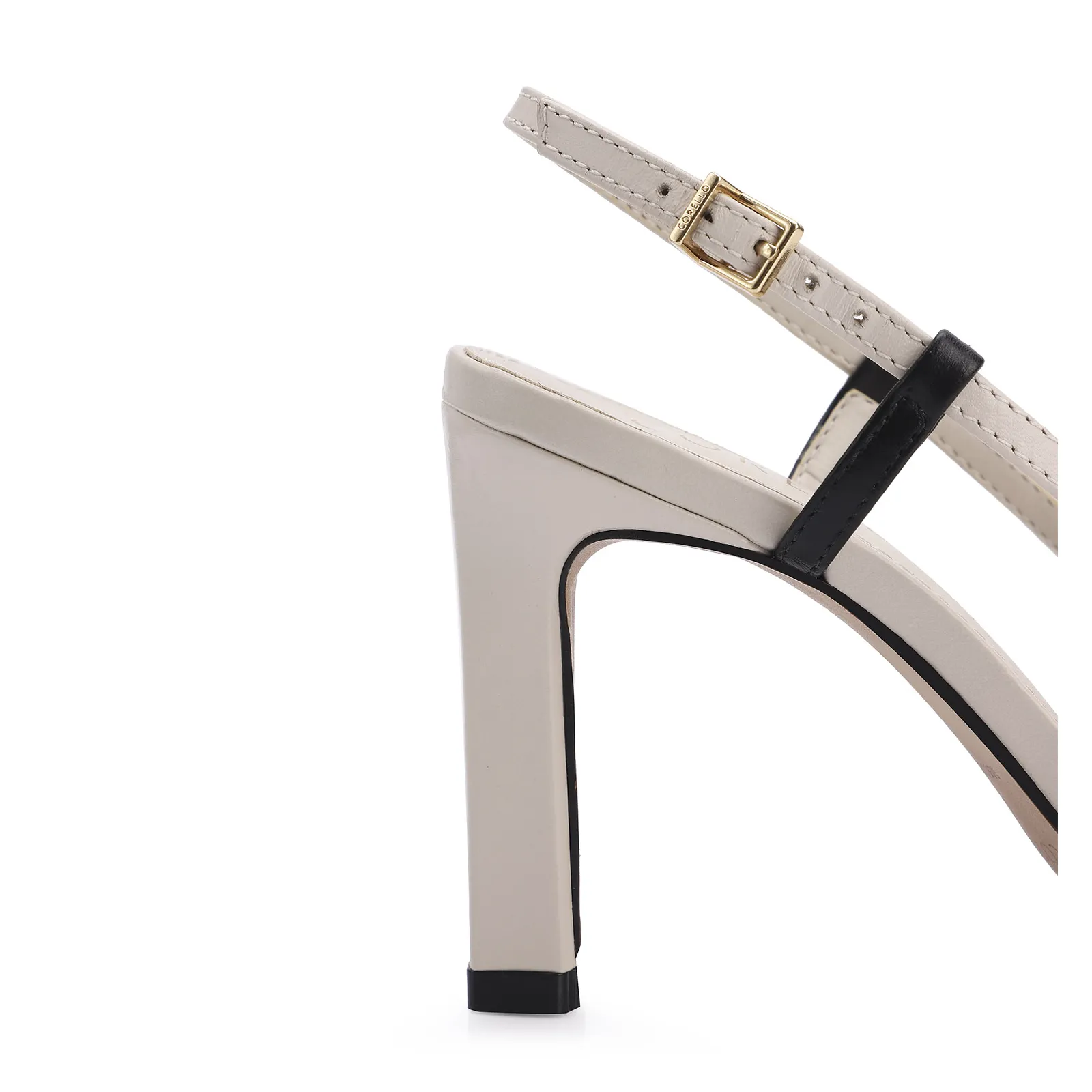Sandália Couro Off White/Preto