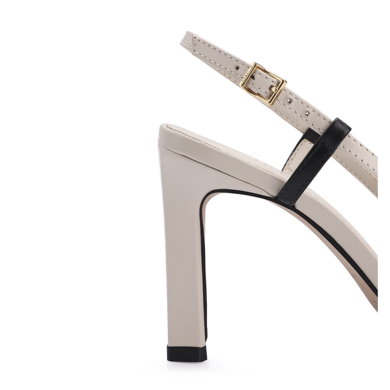 Sandália Couro Off White/Preto