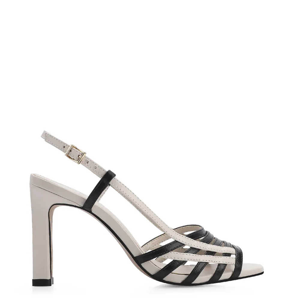 Sandália Couro Off White/Preto - imagem 2