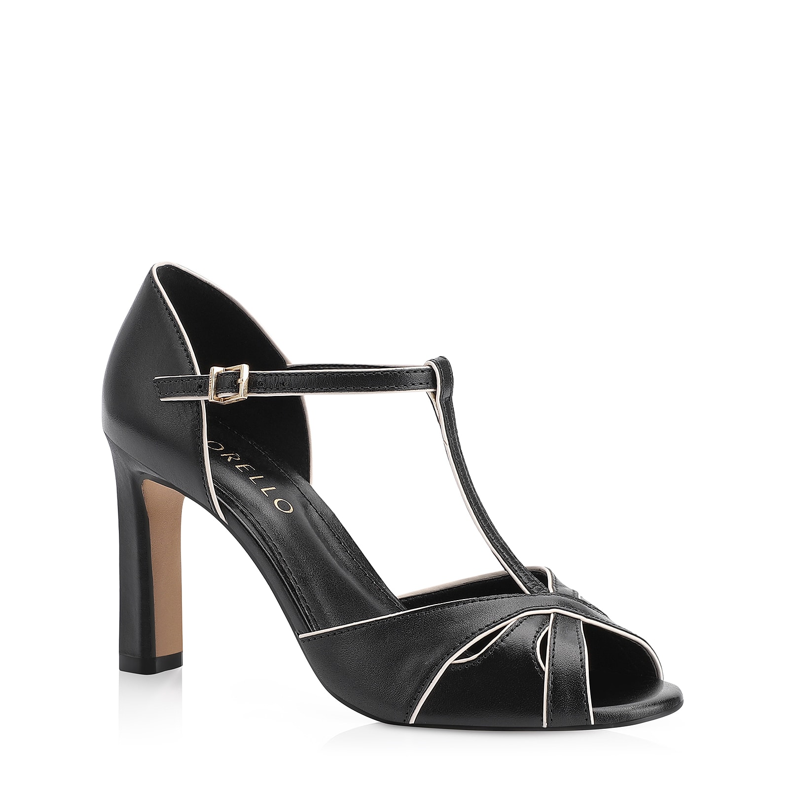 Sandália Couro Preto/Alt Off White