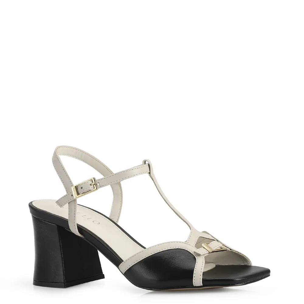 Sandália Couro Preto / Off-White