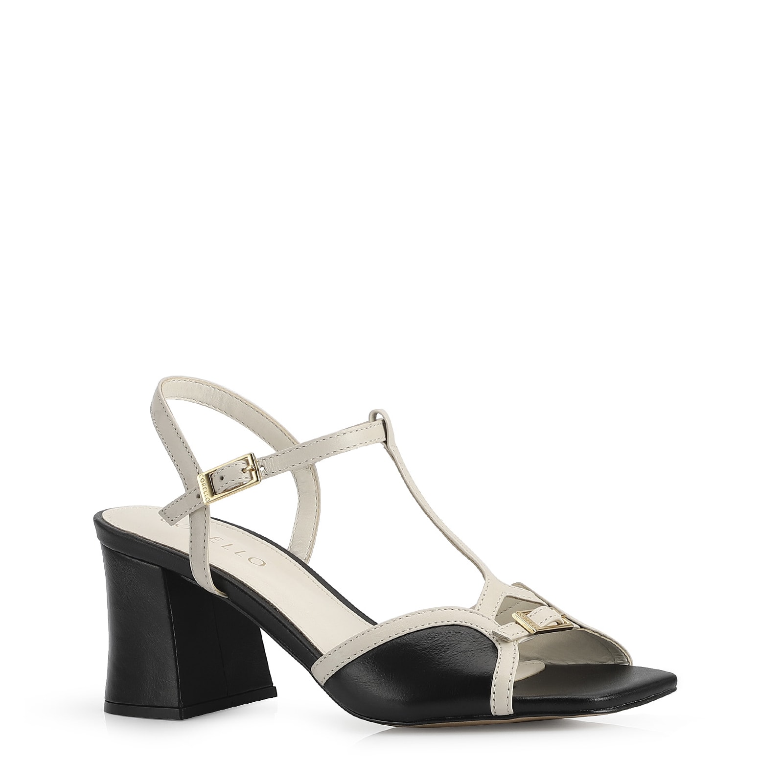 Sandália Couro Preto / Off-White