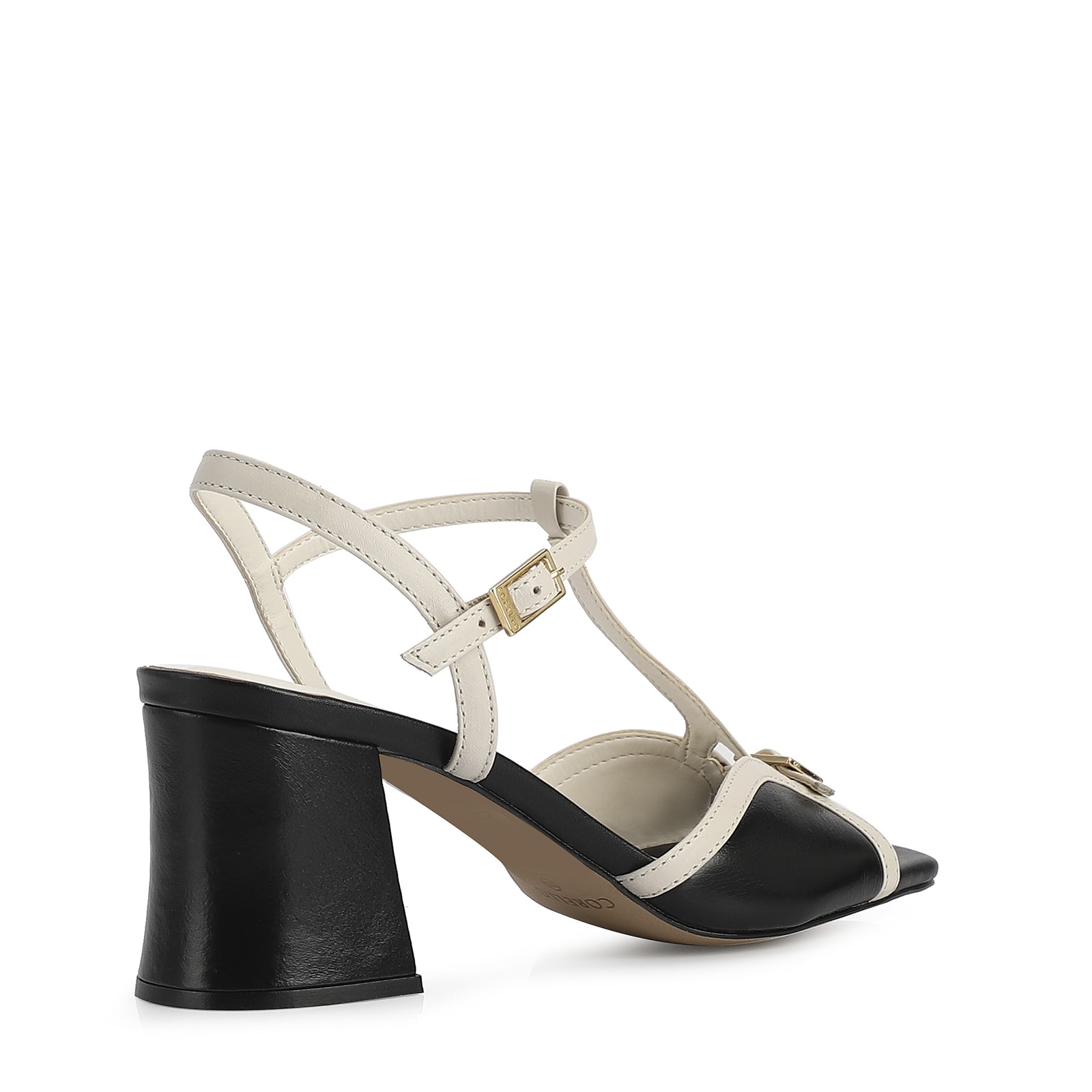 Sandália Couro Preto / Off-White
