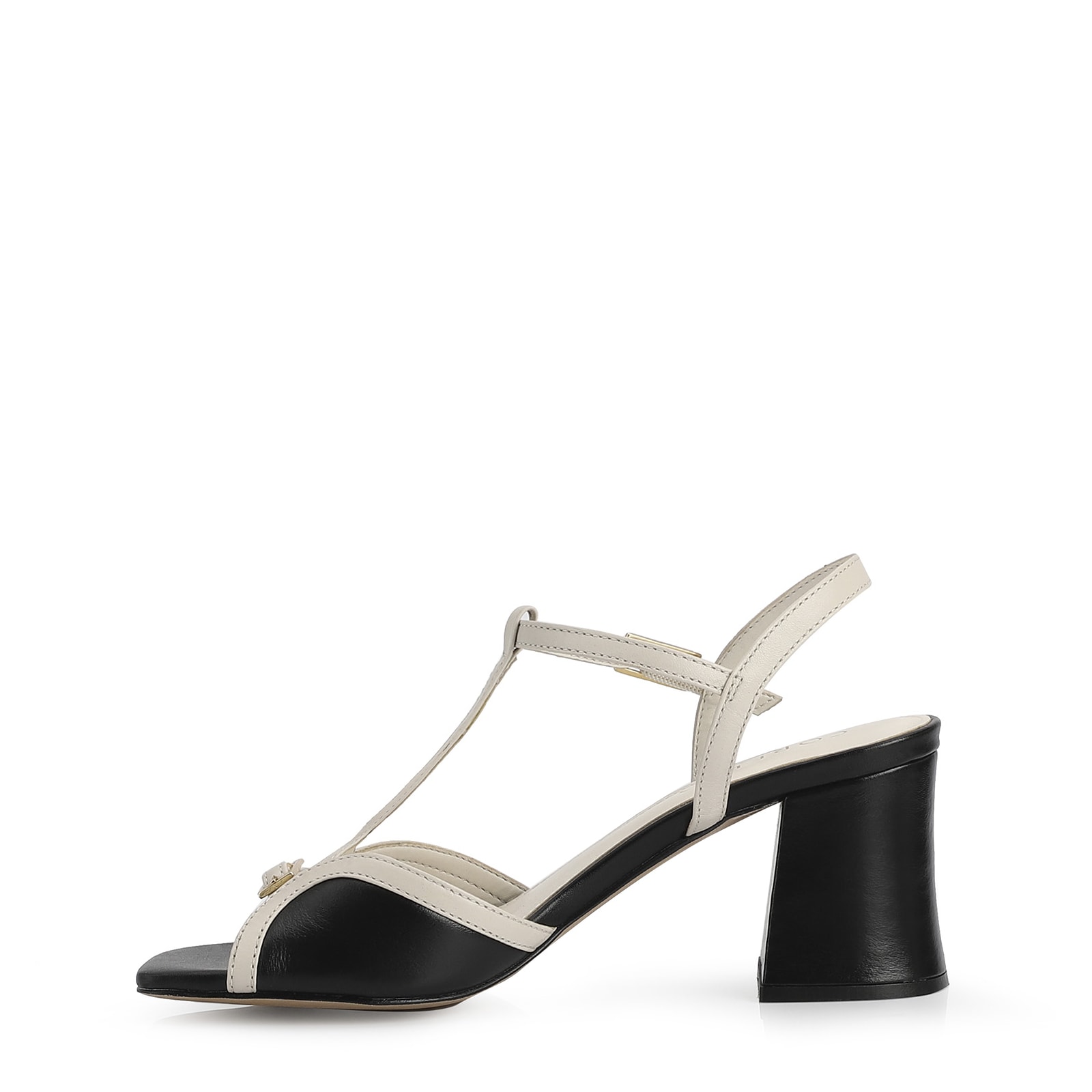 Sandália Couro Preto / Off-White