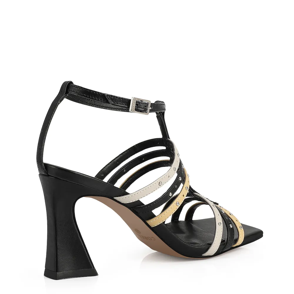 Sandália Couro Preto / Off White / Amarelo - imagem 4