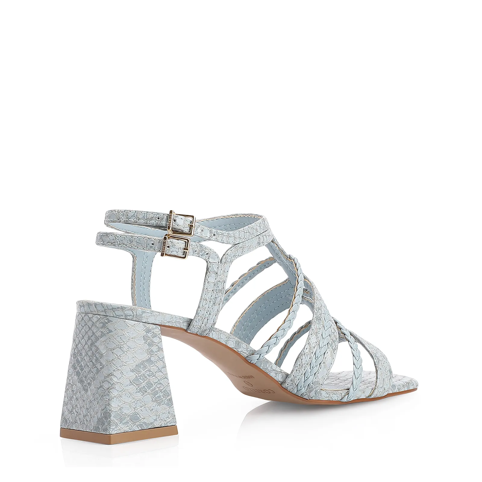 Sandália Couro Python Azul
