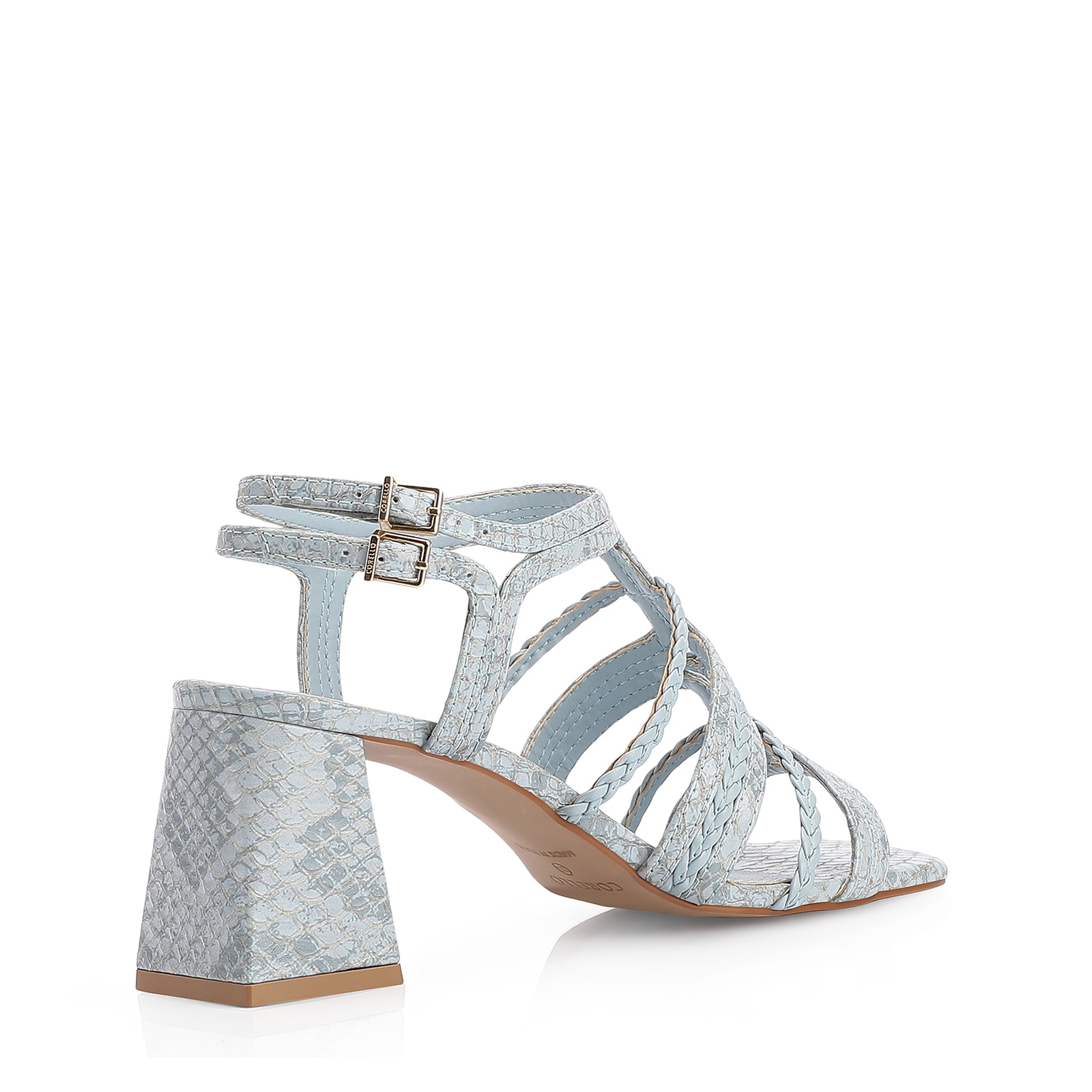 Sandália Couro Python Azul