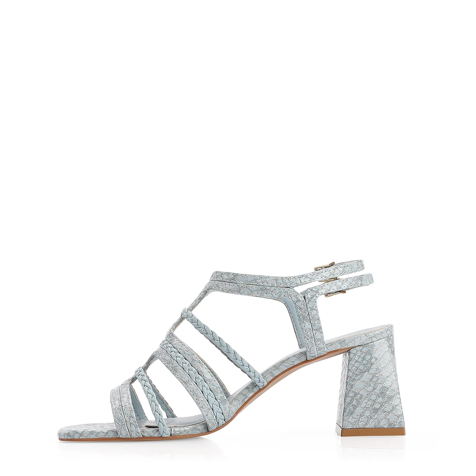 Sandália Couro Python Azul