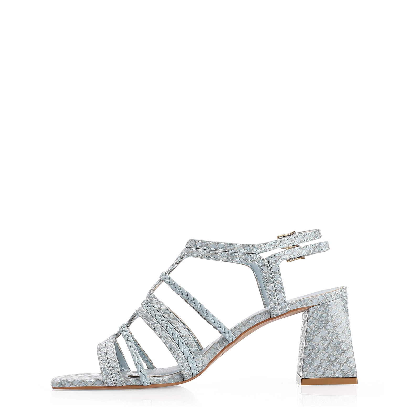 Sandália Couro Python Azul