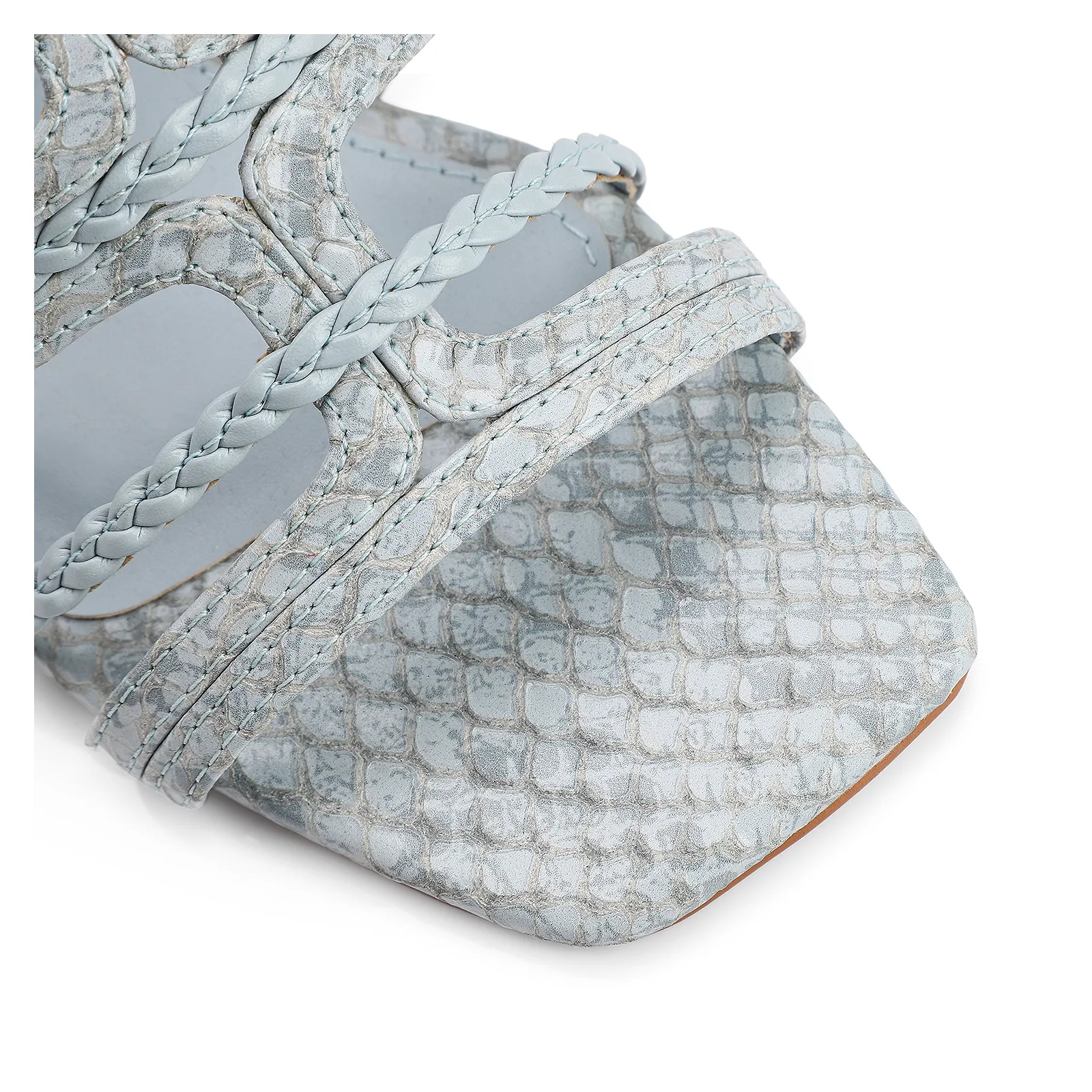 Sandália Couro Python Azul