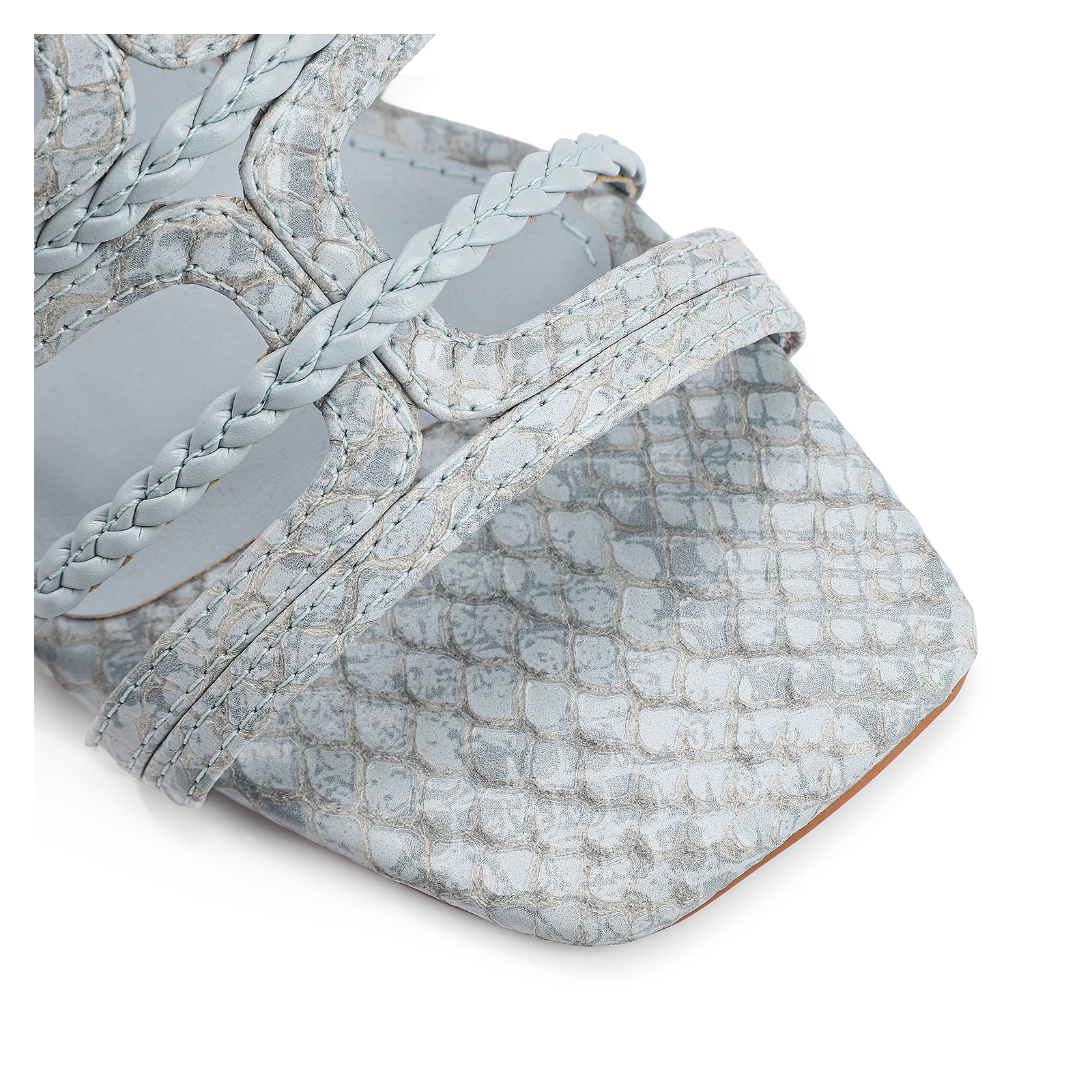 Sandália Couro Python Azul