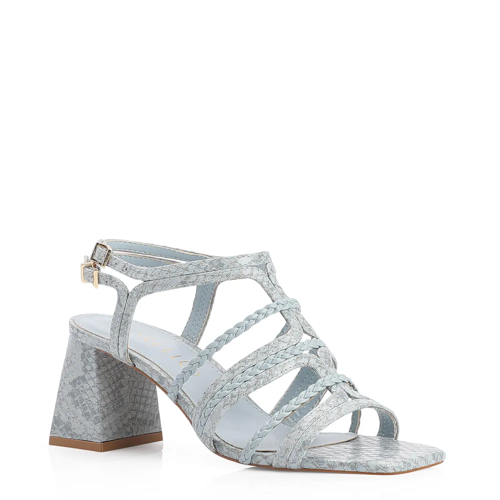 Sandália Couro Python Azul