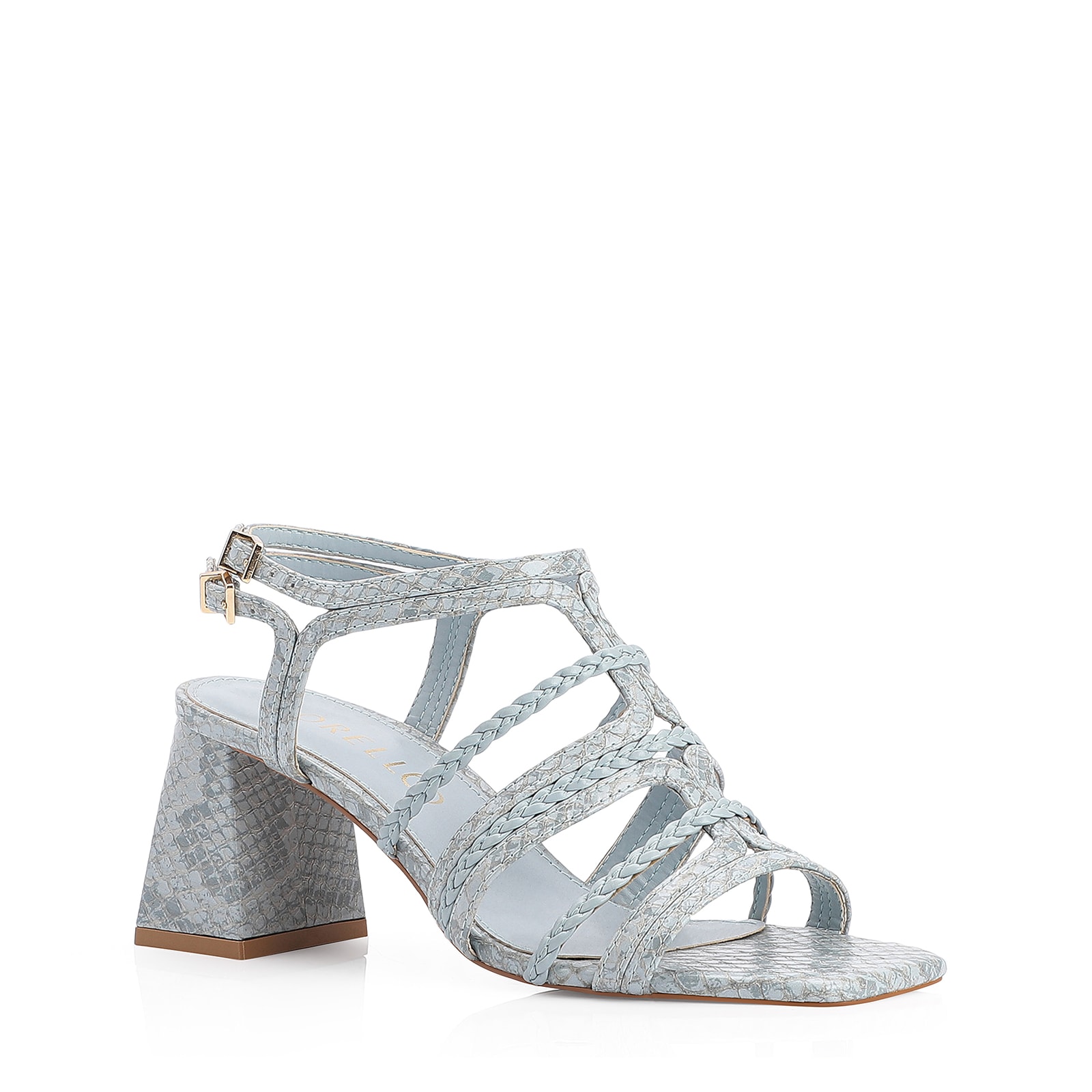 Sandália Couro Python Azul