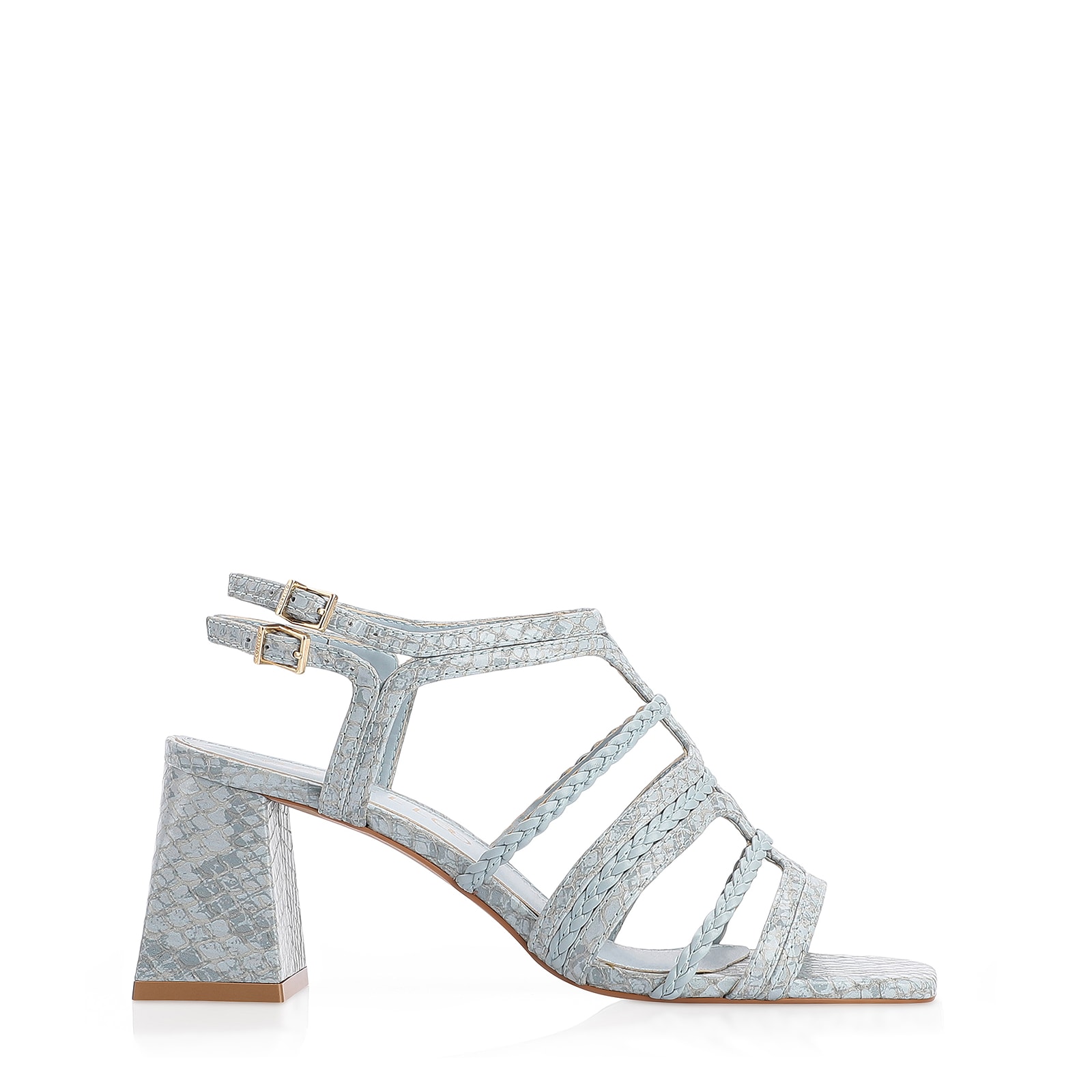Sandália Couro Python Azul