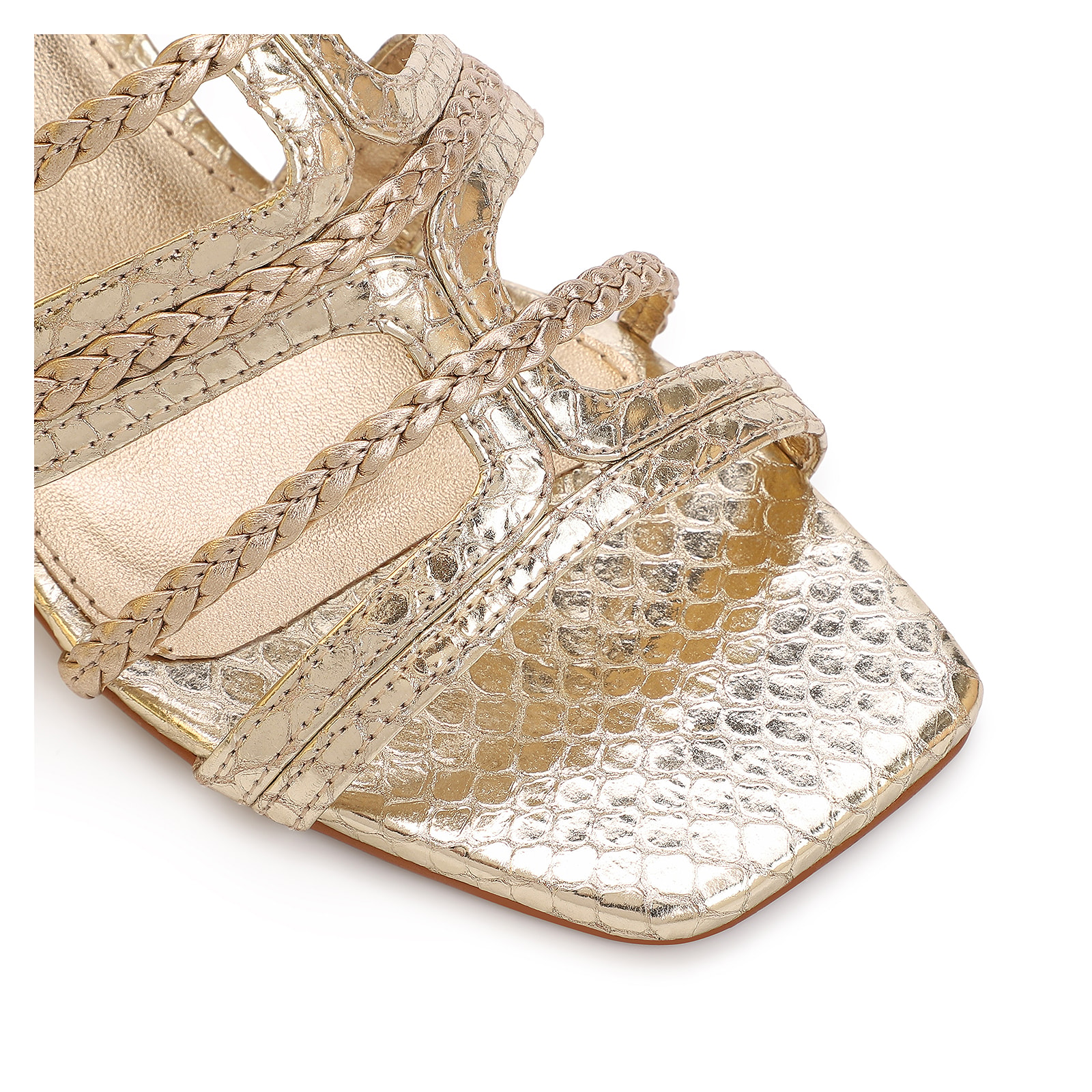 Sandália Couro Python Dourado