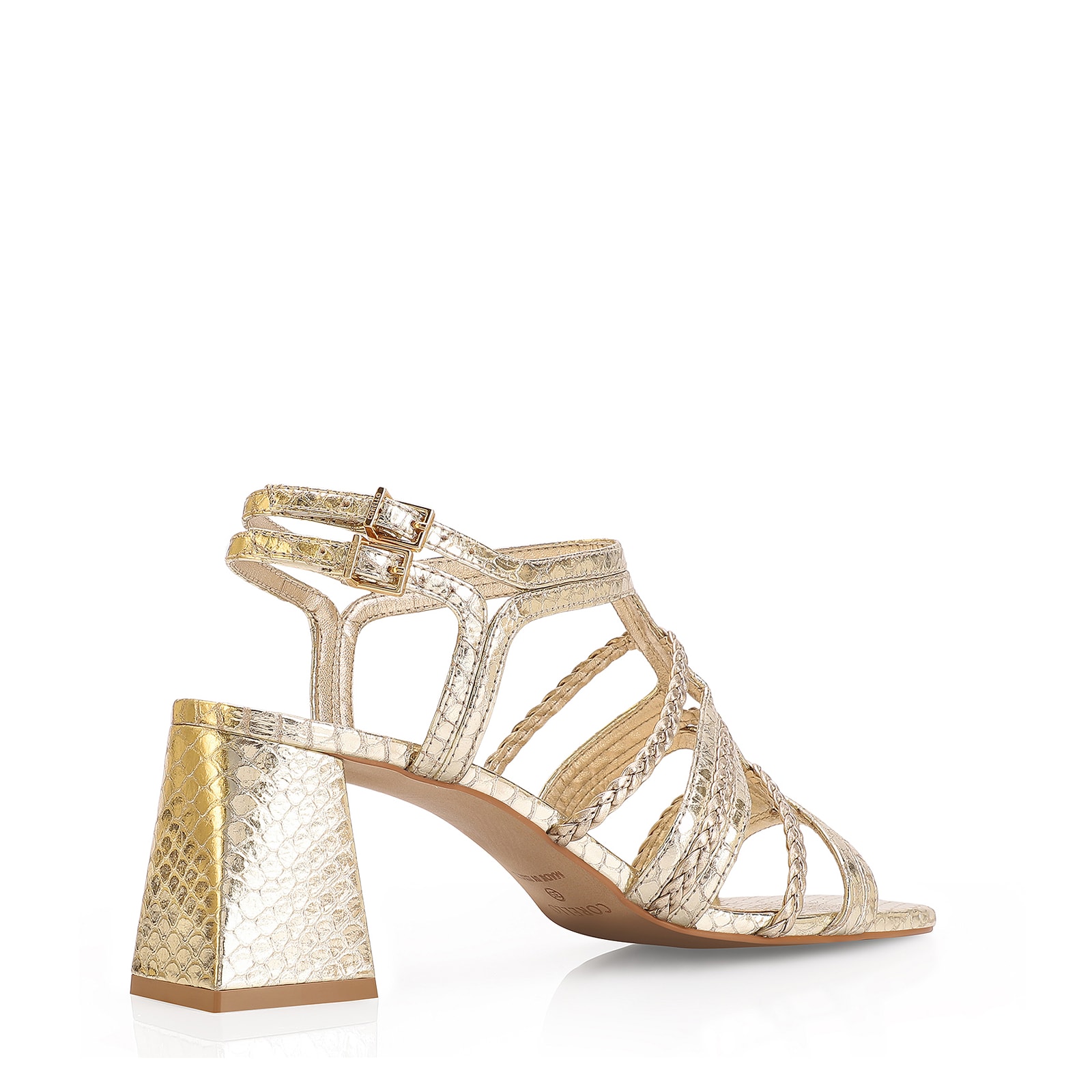 Sandália Couro Python Dourado
