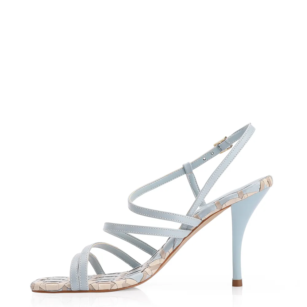 Sandália Couro Tresse Tricolor Azul Safira - imagem 4