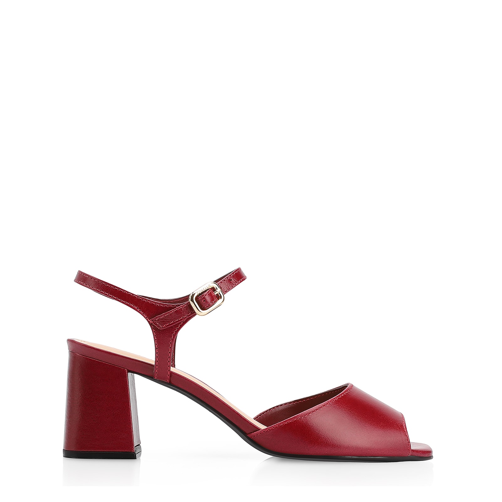Sandália Couro Vermelho Cereja