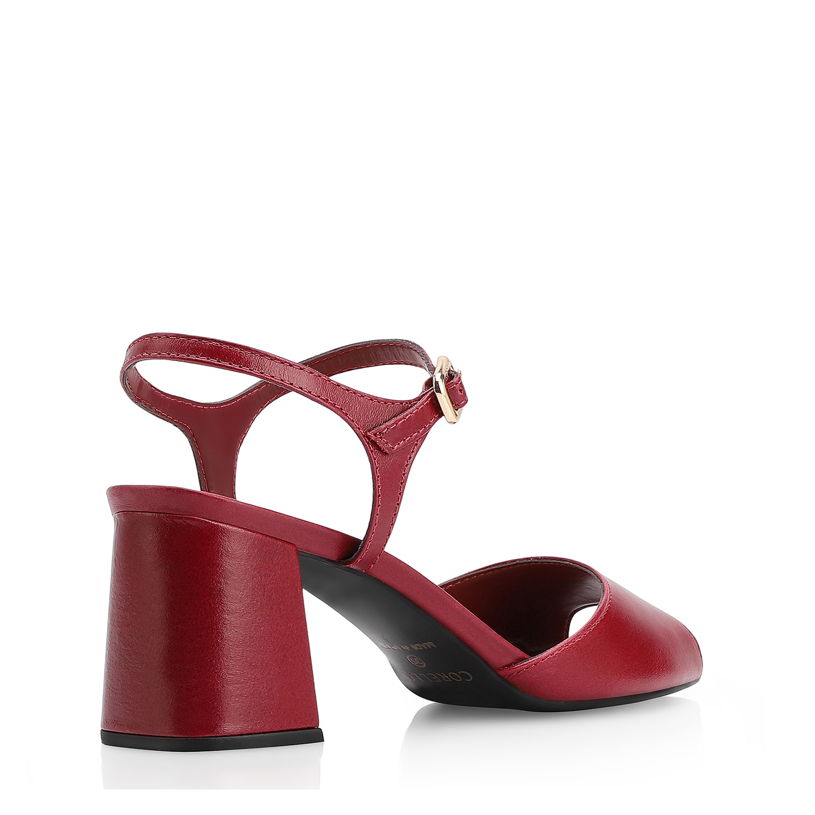Sandália Couro Vermelho Cereja