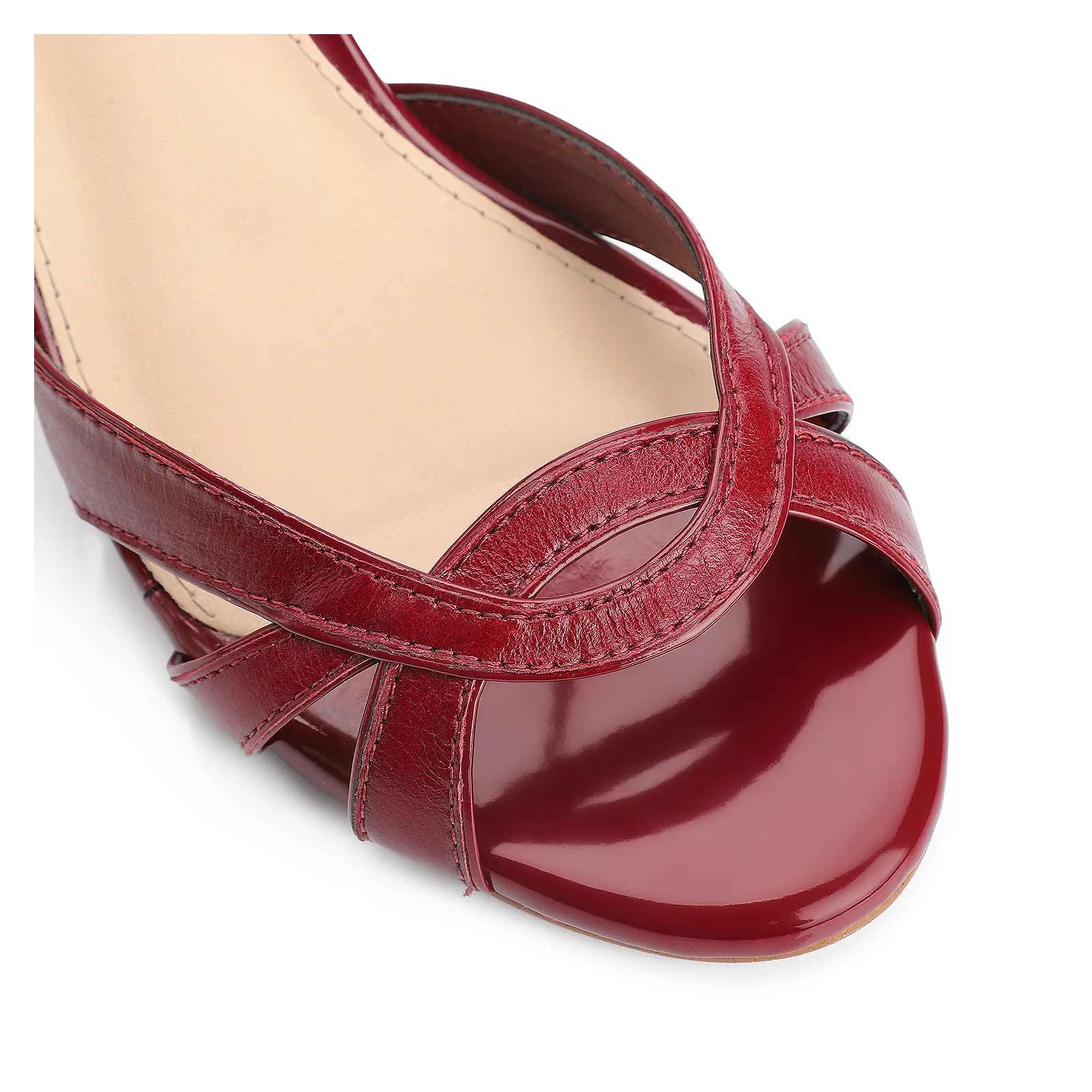 Sandália Couro/Verniz Vermelho Cereja