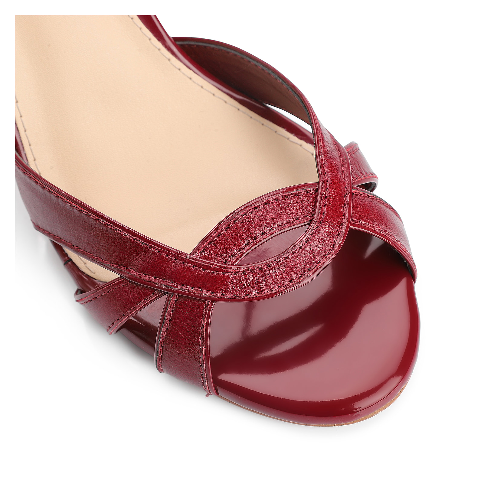 Sandália Couro/Verniz Vermelho Cereja