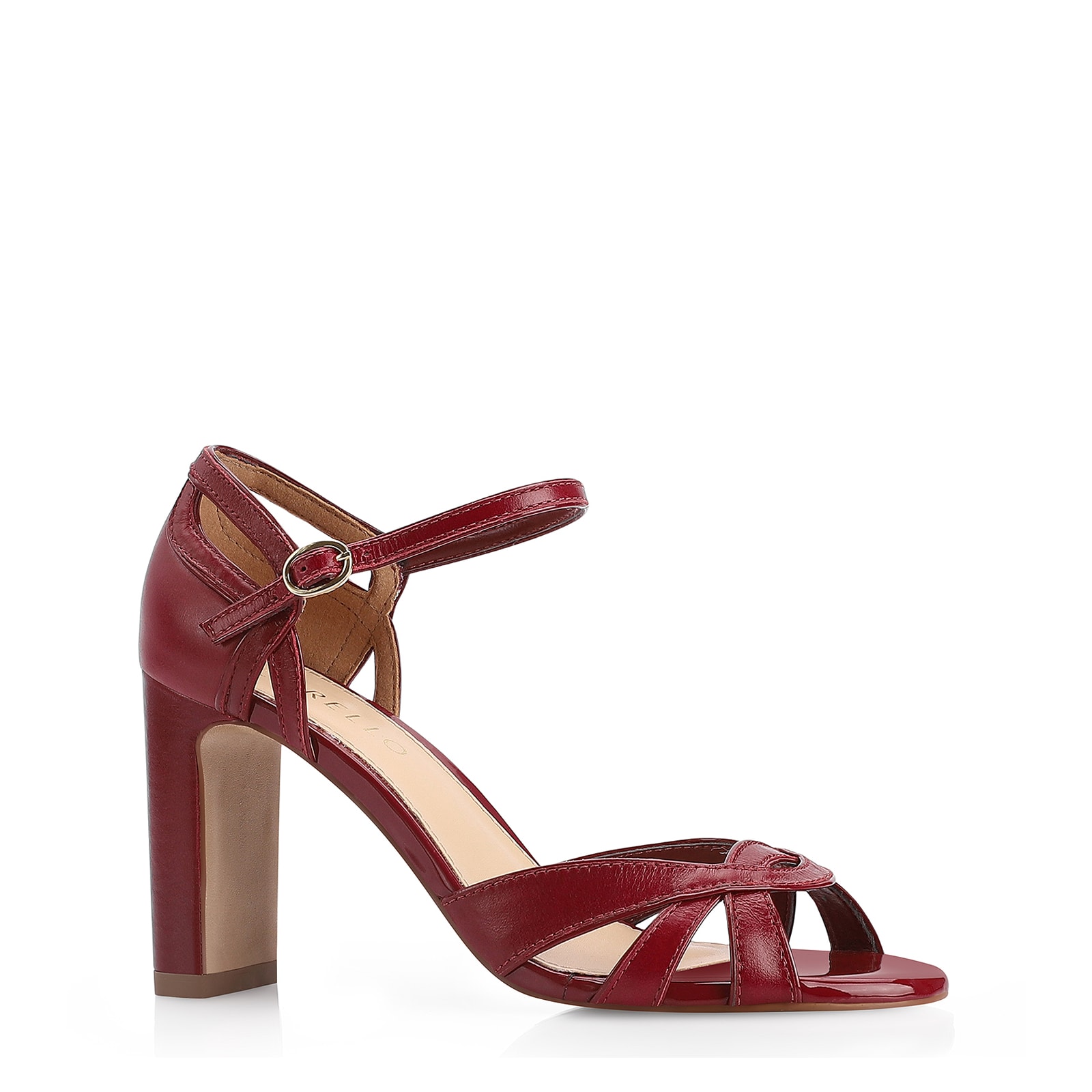 Sandália Couro/Verniz Vermelho Cereja