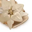 Sandália Dourada Salto Bloco Médio Alt/Couro Aplique Flor - imagem 6