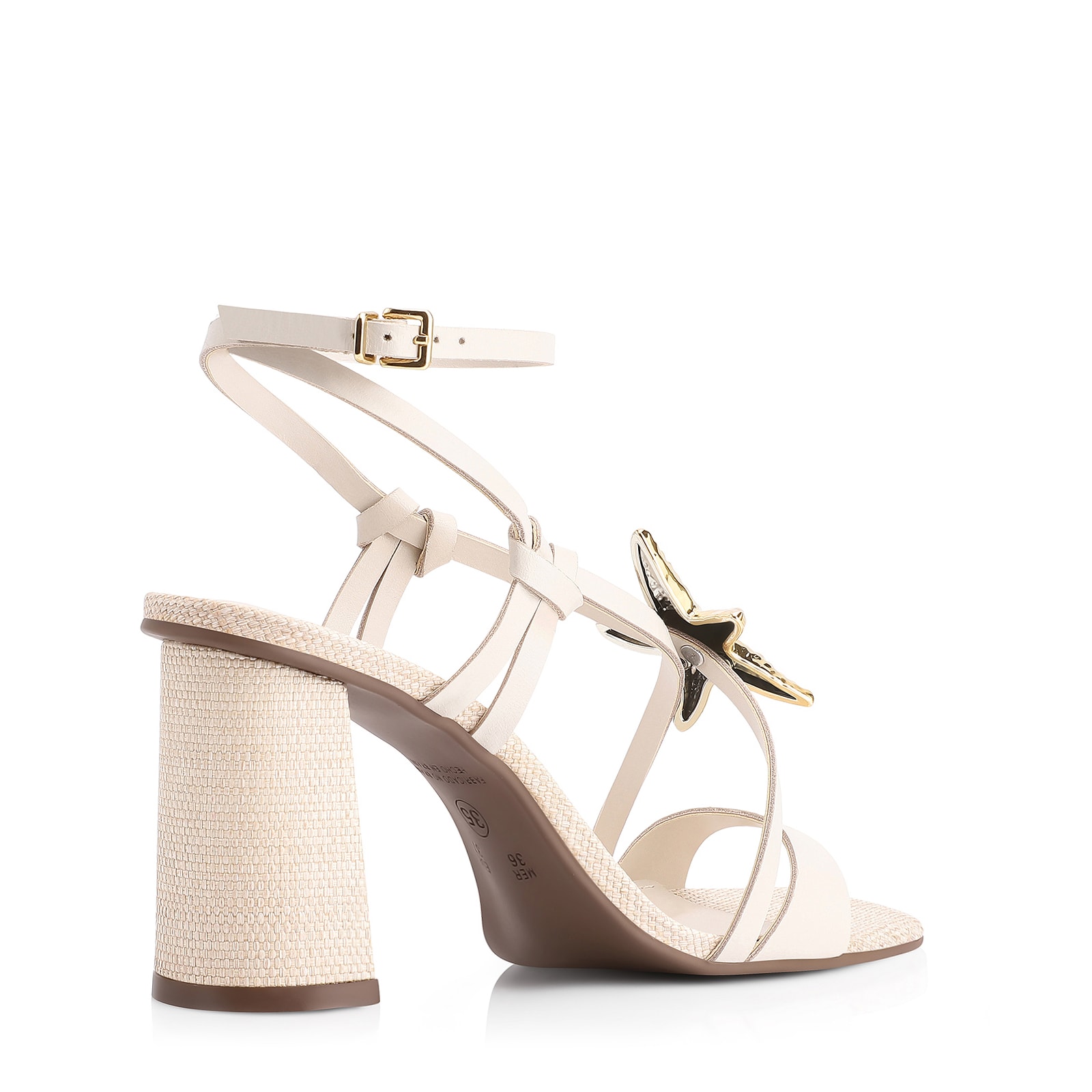 Sandália Estrela Do Mar Couro/Ráfia Off White