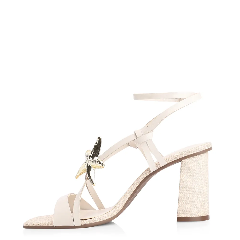 Sandália Estrela Do Mar Couro/Ráfia Off White - imagem 4