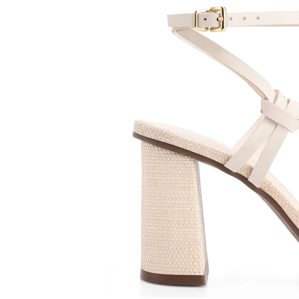 Sandália Estrela Do Mar Couro/Ráfia Off White - imagem 7