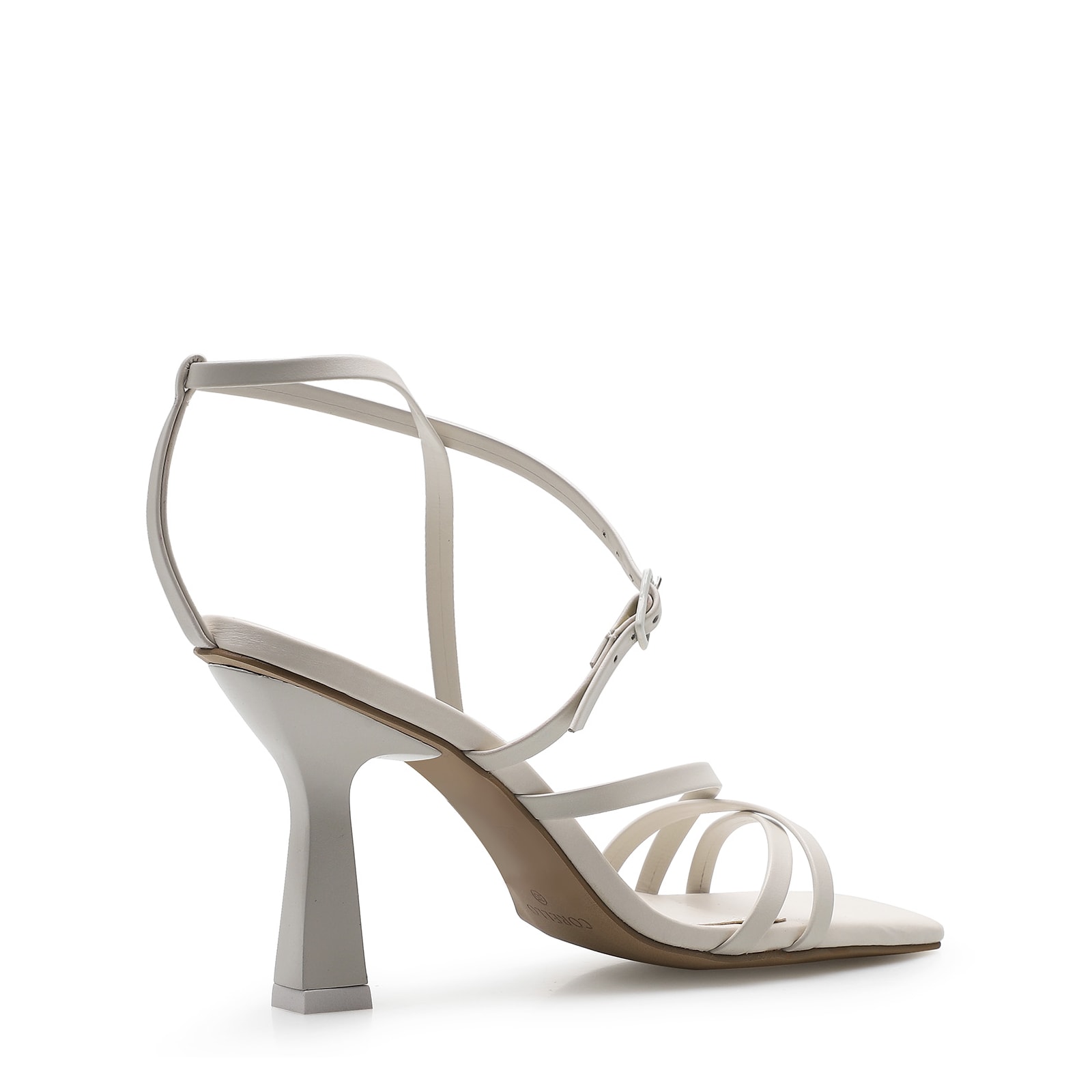 Sandália Feminina Tiras Couro Off White