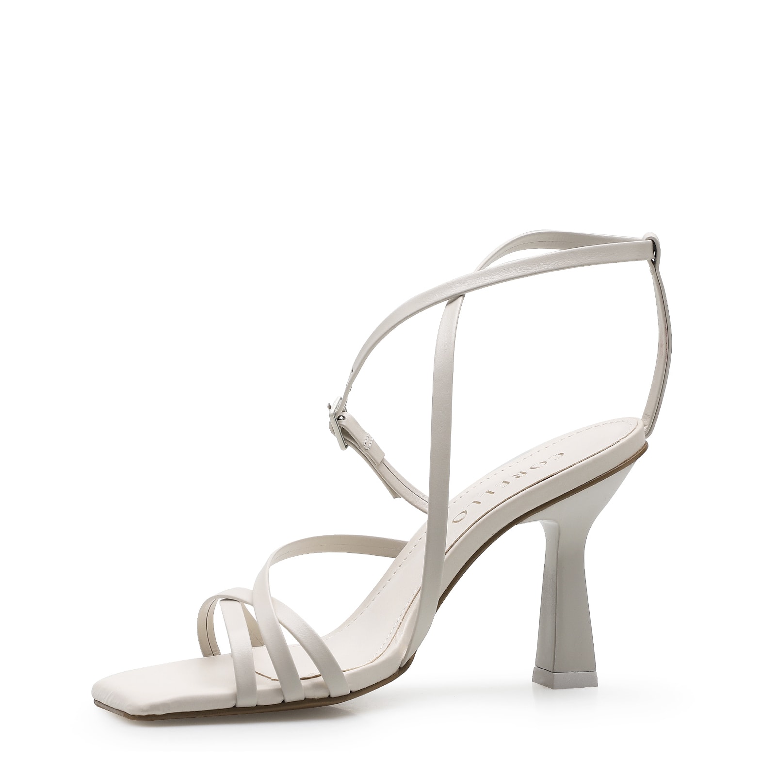 Sandália Feminina Tiras Couro Off White