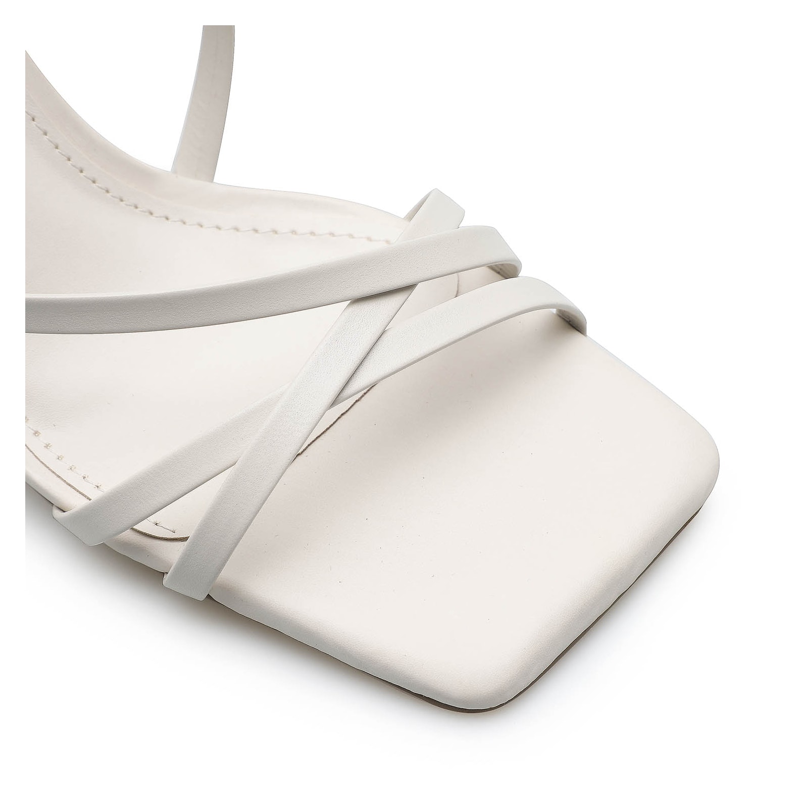 Sandália Feminina Tiras Couro Off White