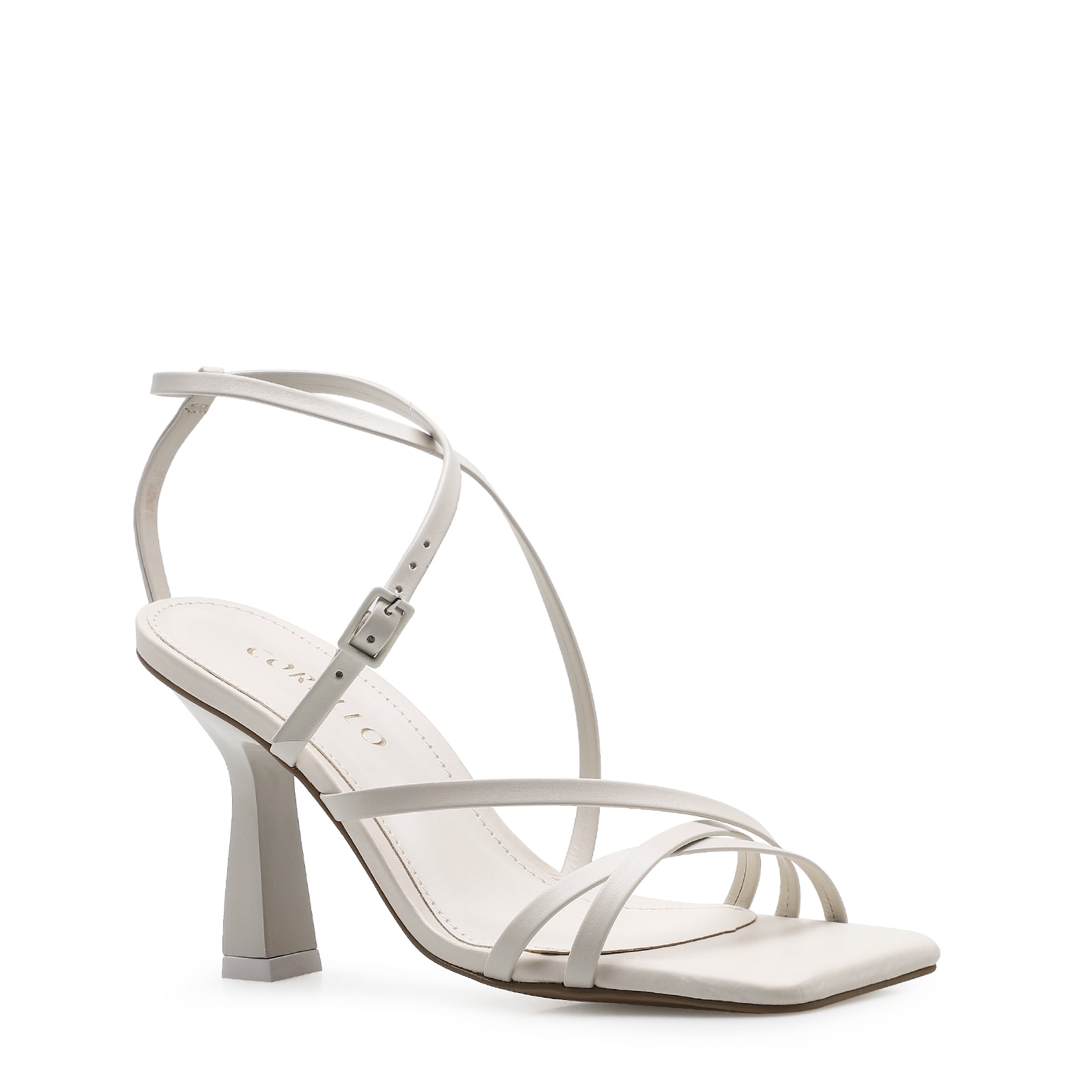 Sandália Feminina Tiras Couro Off White