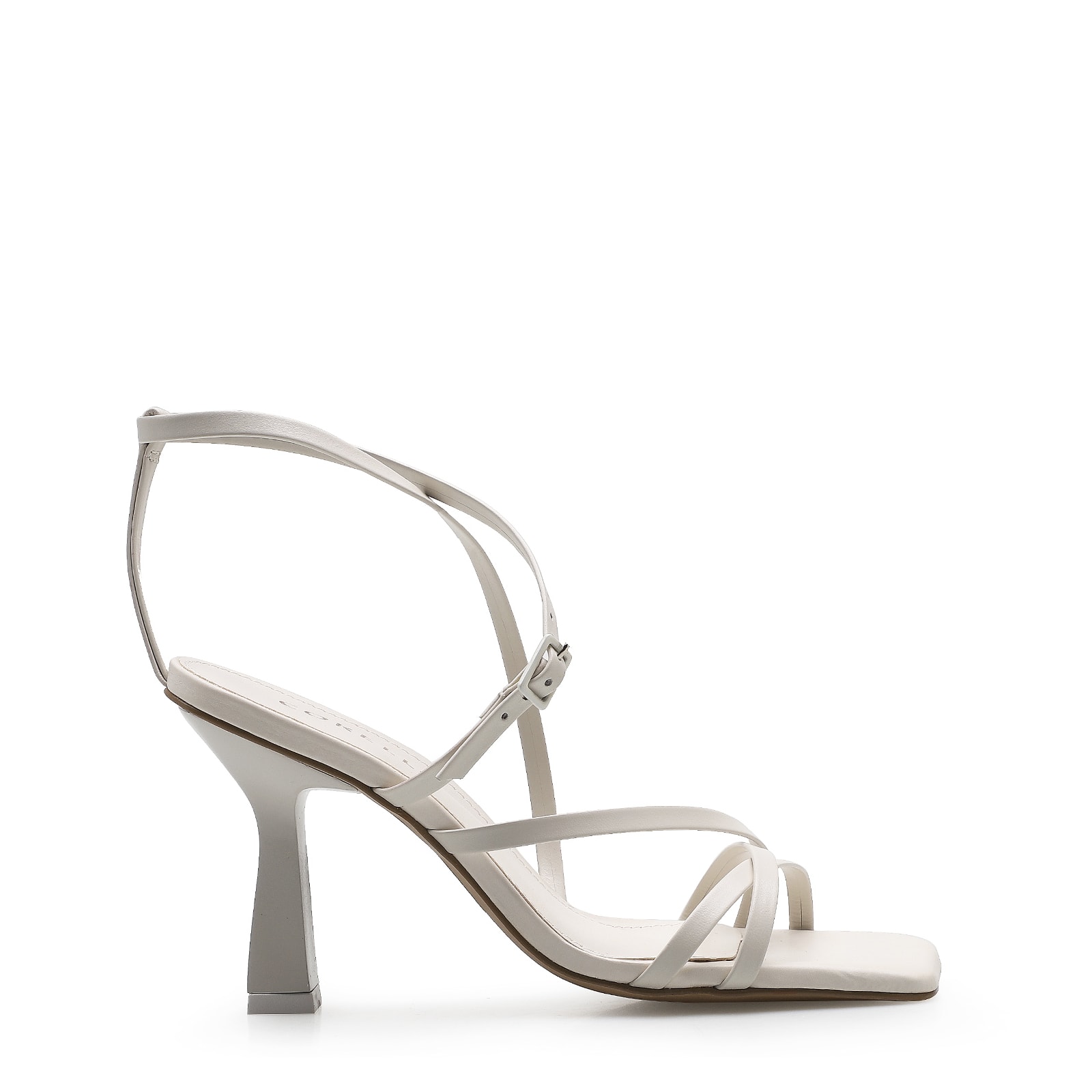 Sandália Feminina Tiras Couro Off White