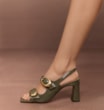Sandália Fivelas Couro Croco Verde - imagem 2