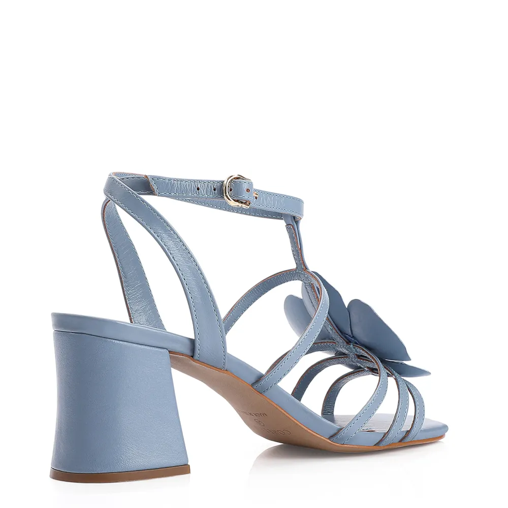 Sandália Flor Couro Azul - imagem 4