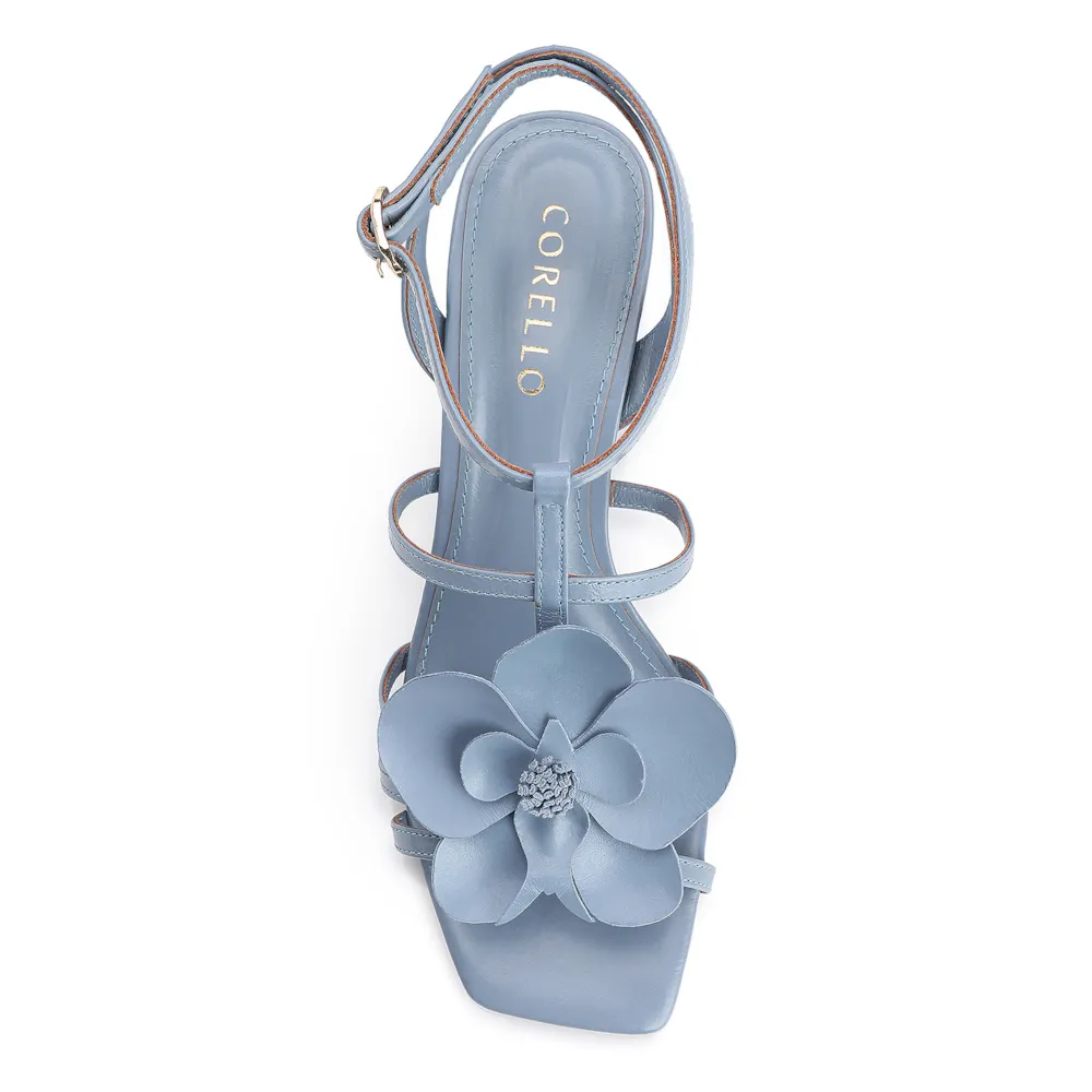 Sandália Flor Couro Azul - imagem 6