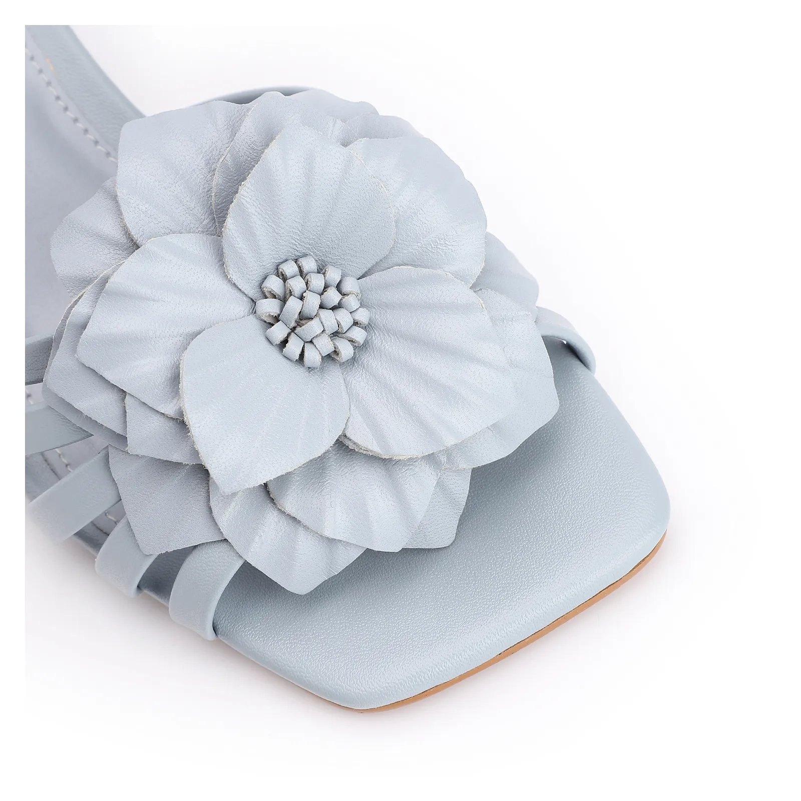Sandália Flor Couro Azul/Alt Azul