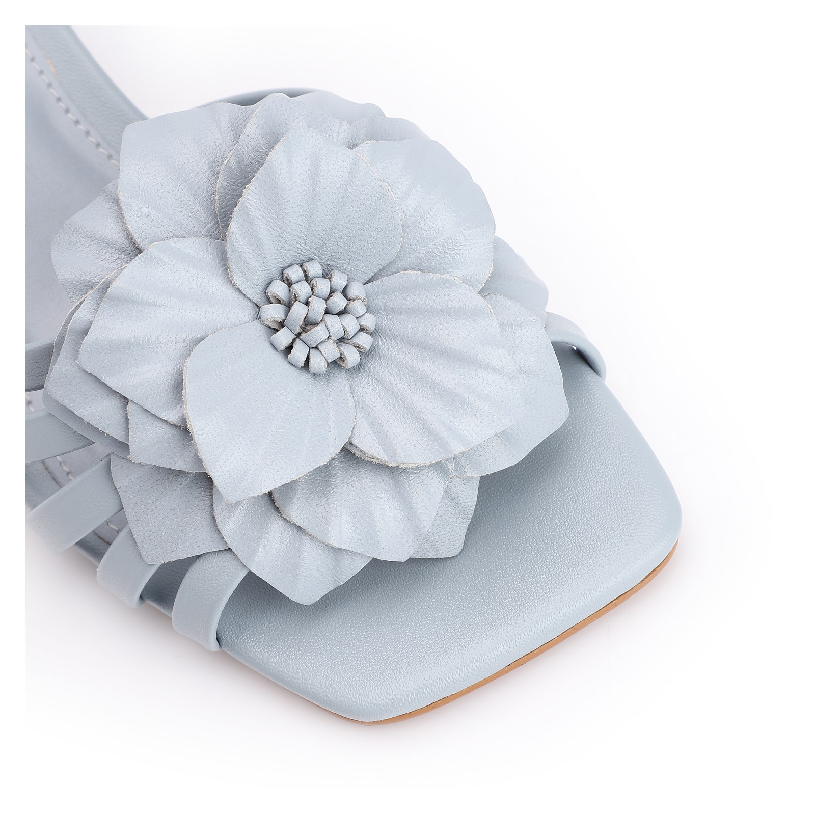 Sandália Flor Couro Azul/Alt Azul