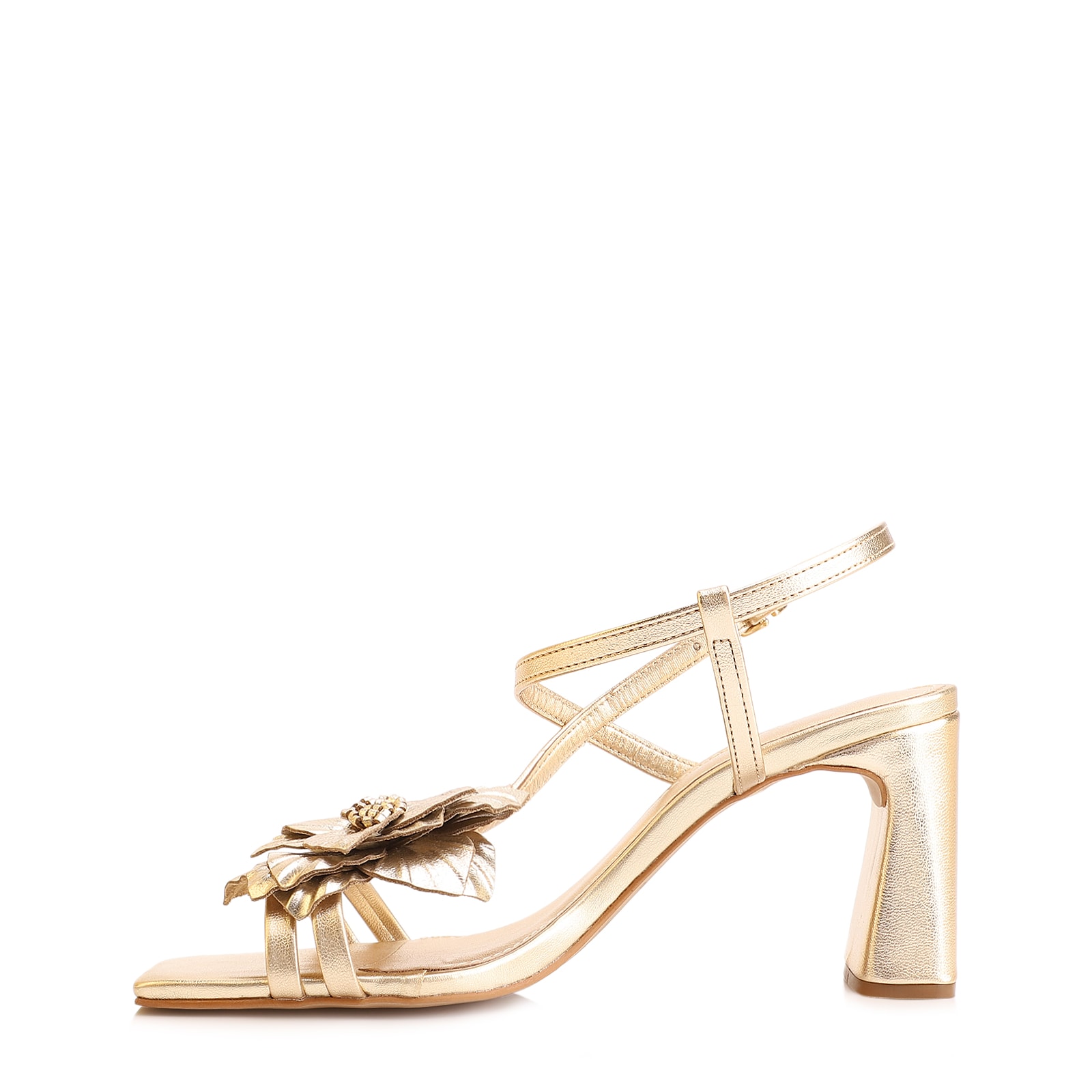 Sandália Flor Couro Dourado/Alt Dourado