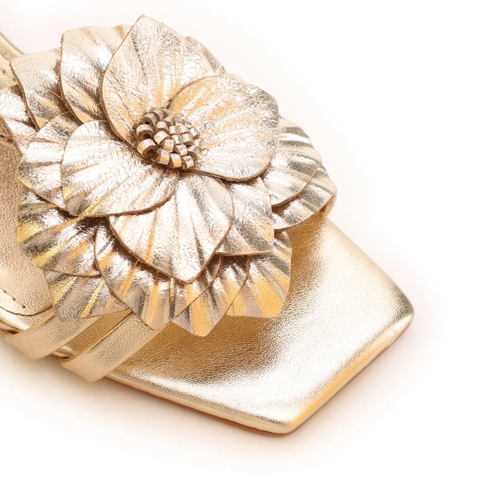 Sandália Flor Couro Dourado/Alt Dourado - imagem 6