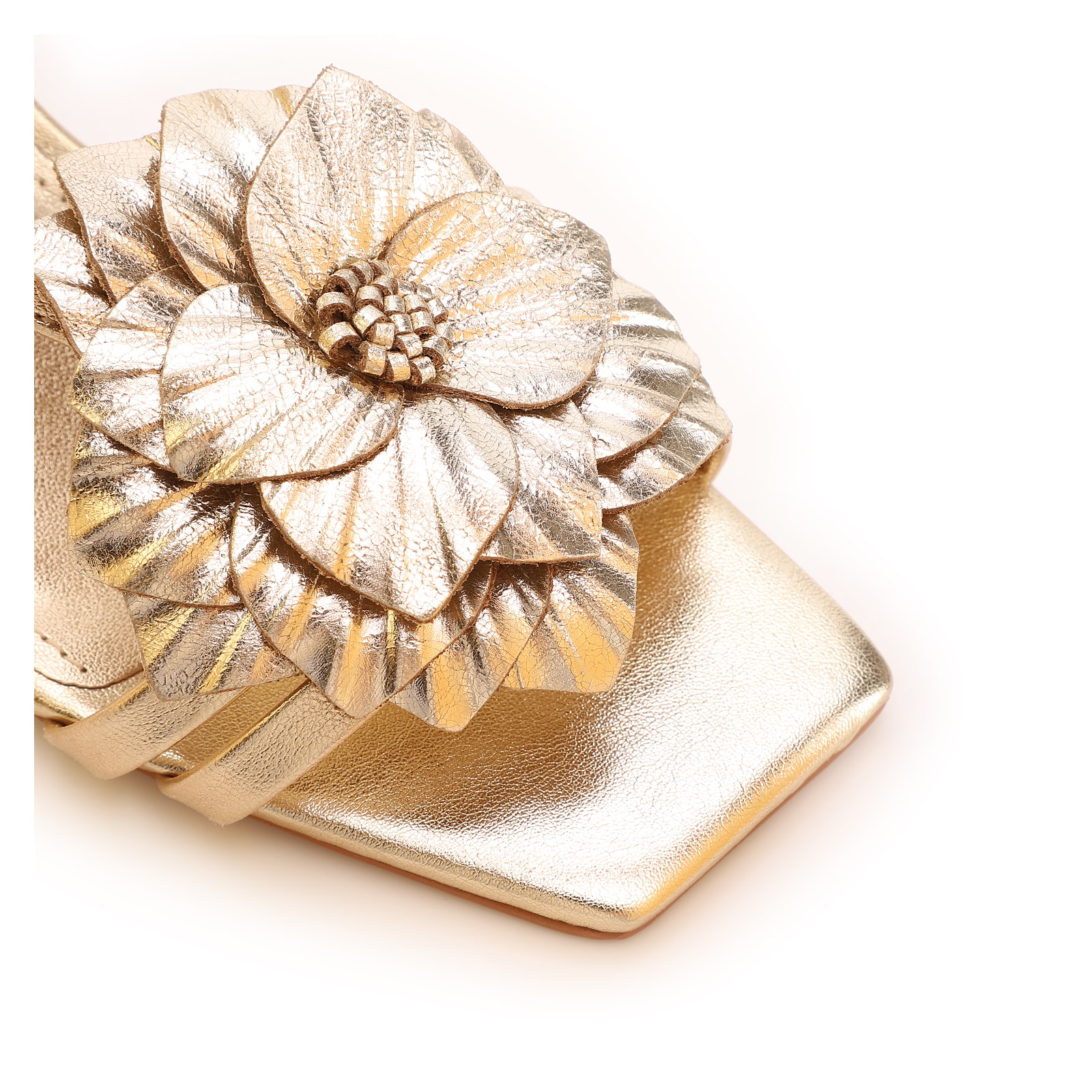 Sandália Flor Couro Dourado/Alt Dourado