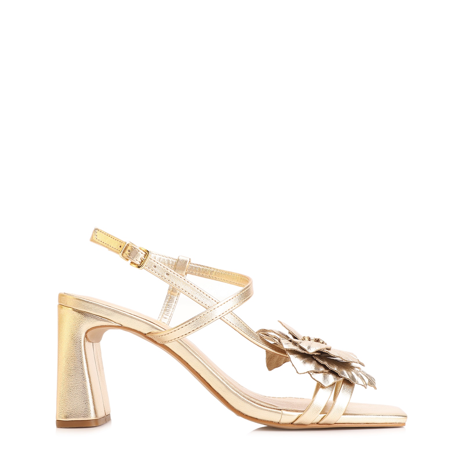Sandália Flor Couro Dourado/Alt Dourado