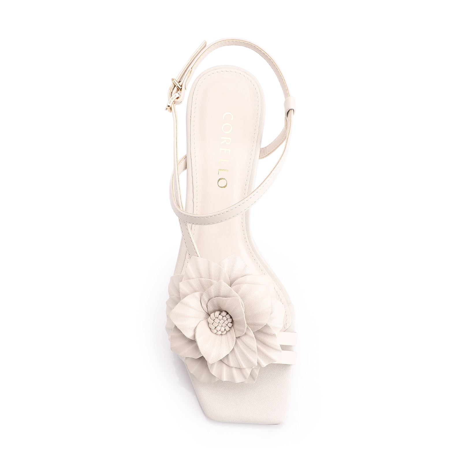 Sandália Flor Couro Off White/Alt Off White