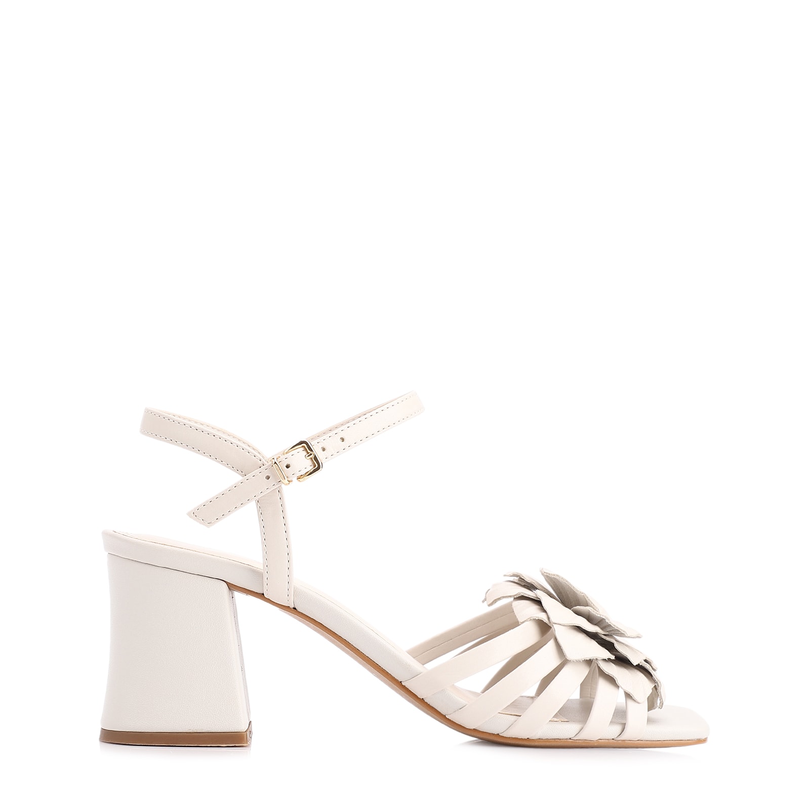 Sandália Flor Couro Off White/Alt Off White