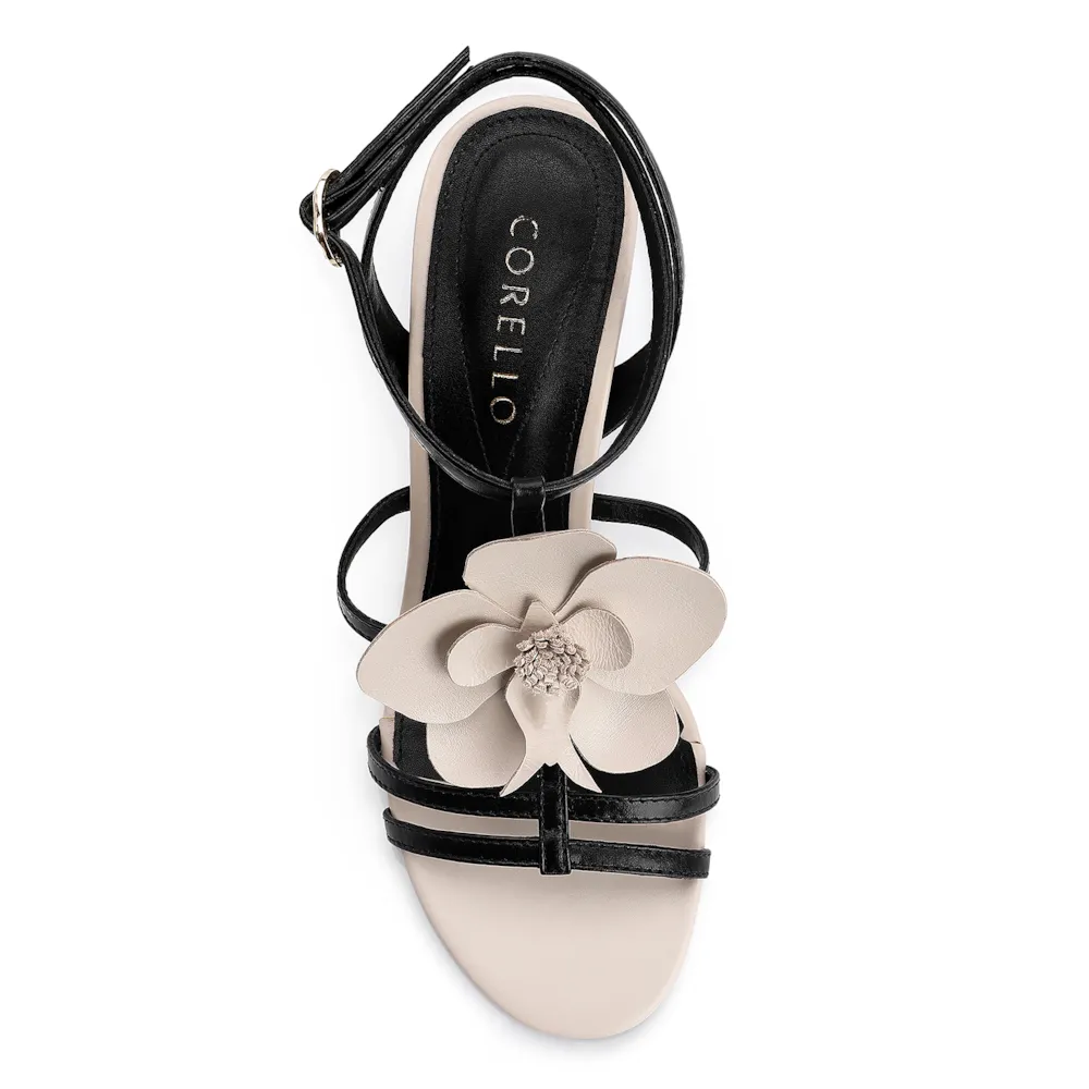 Sandália Flor Couro Preto/Off White - imagem 6